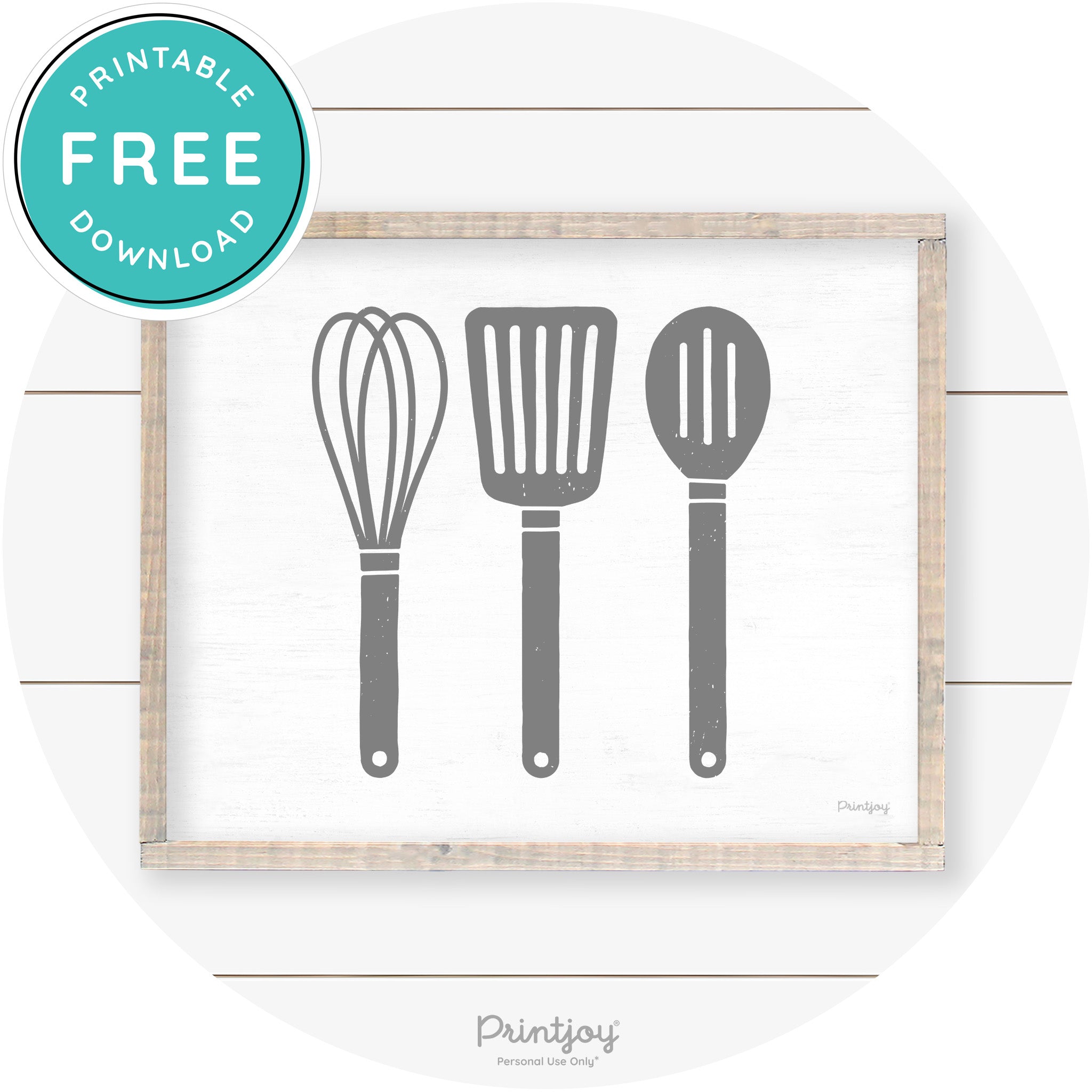 Whisk Spatula Spoon Kitchen Utensils Farmhouse Wall Art Free Printable - Printjoy
