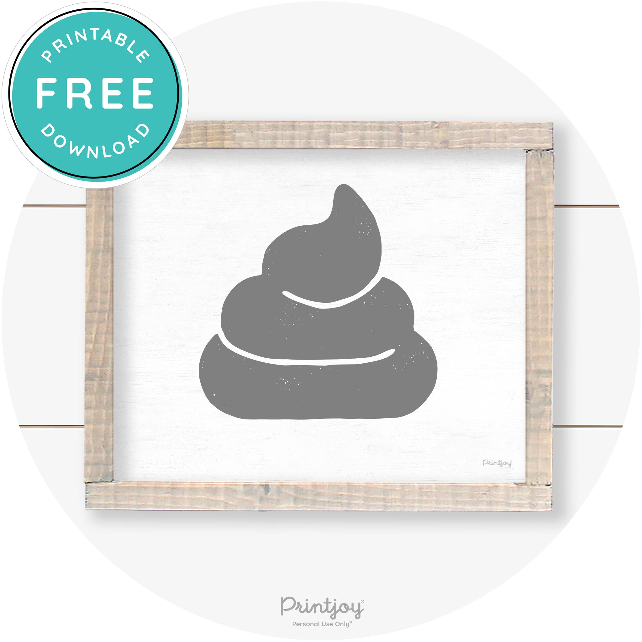Poop Emoji Silhouette Funny Bathroom Sign Wall Art Free Printable - Printjoy