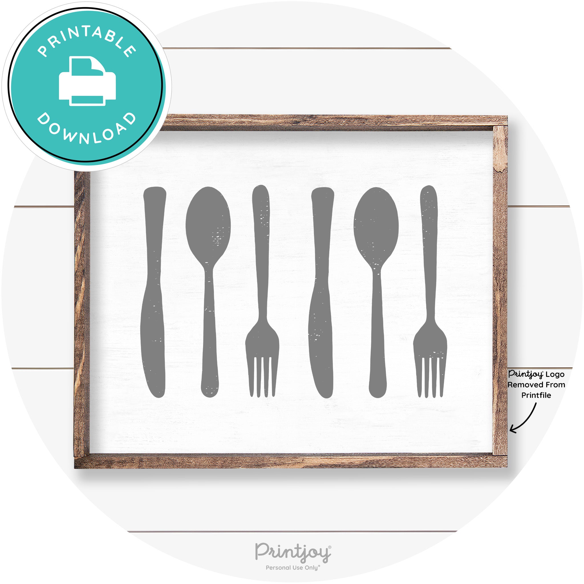 Fork Spoon Knife Pattern Farmhouse Kitchen Wall Art Free Printable - Printjoy