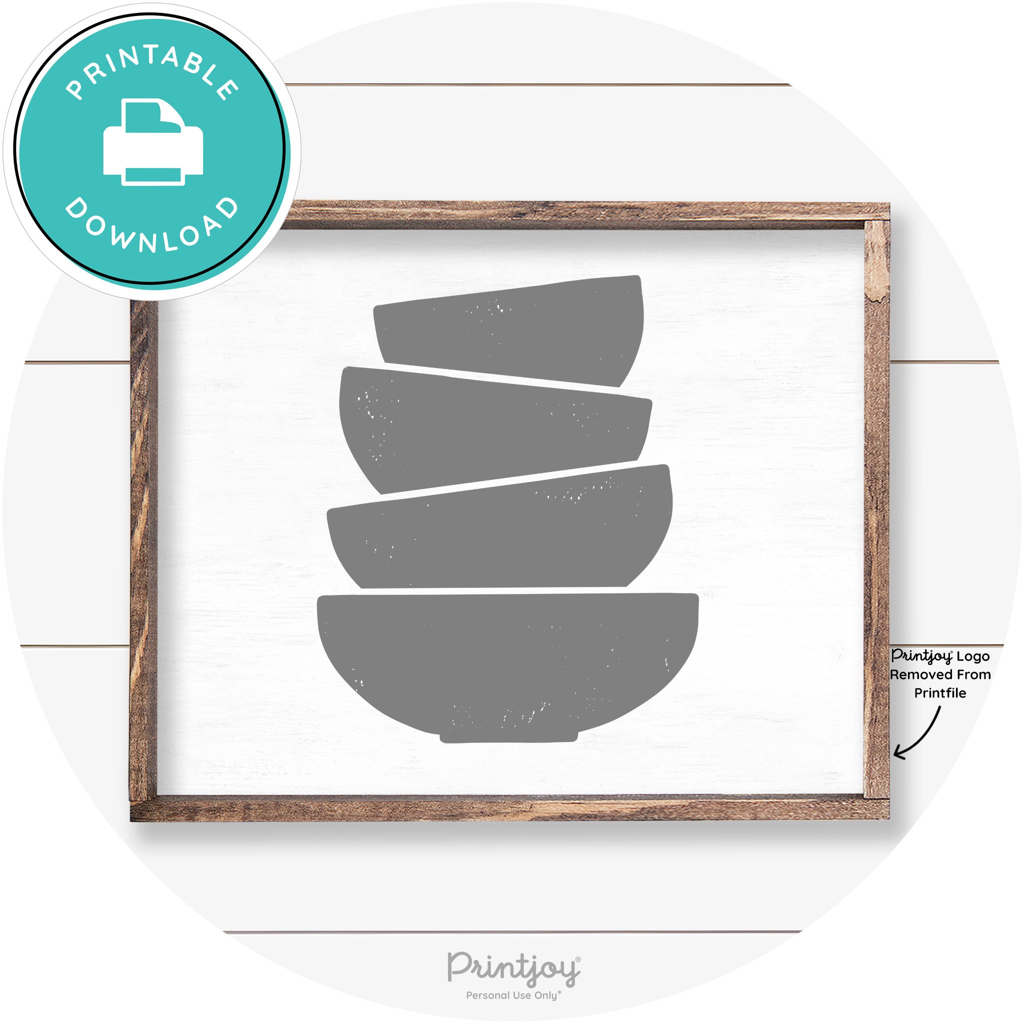 Stacked Bowls Cute Kitchen Farmhouse Wall Art Decor Free Printable - Printjoy