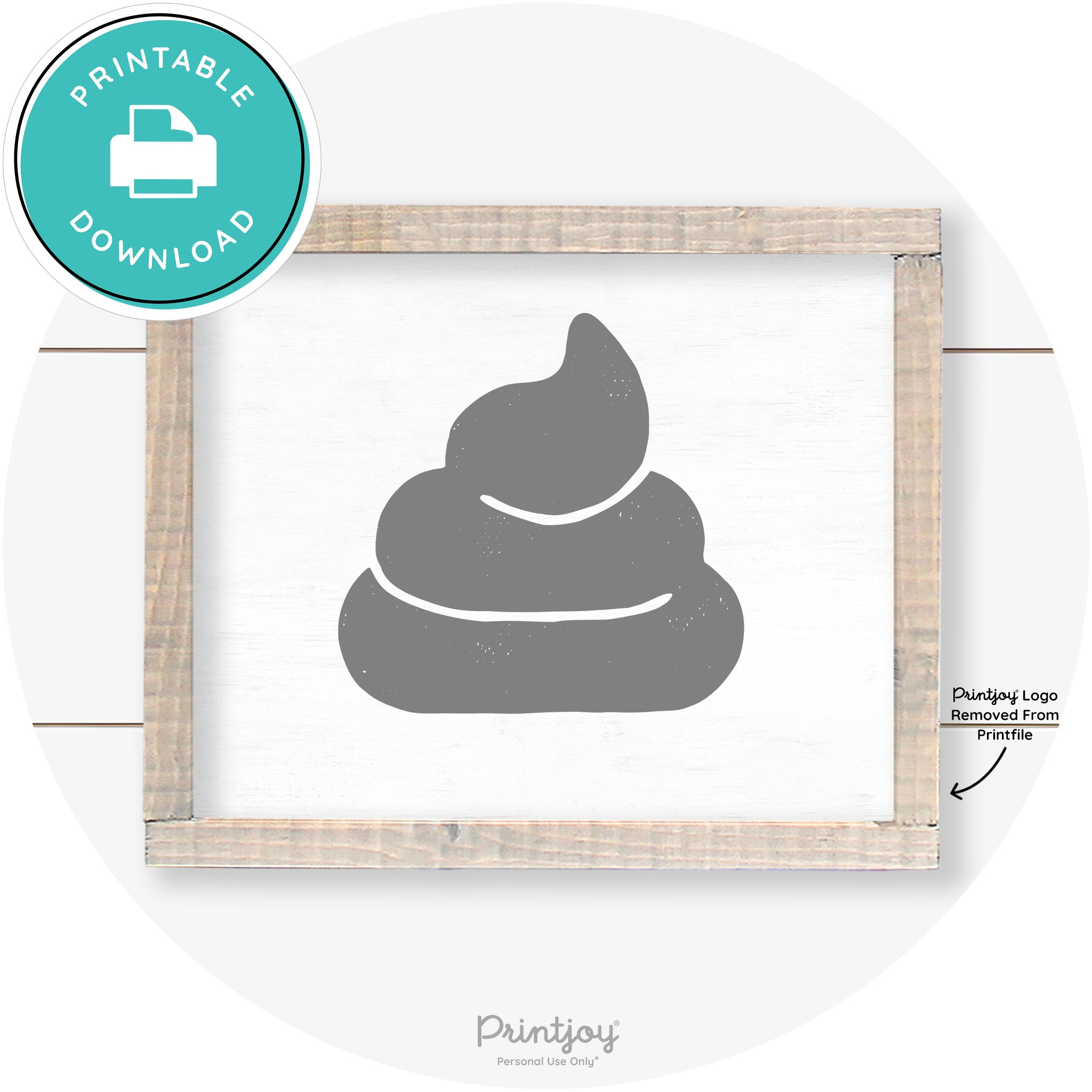Poop Emoji Silhouette Funny Bathroom Sign Wall Art Free Printable - Printjoy