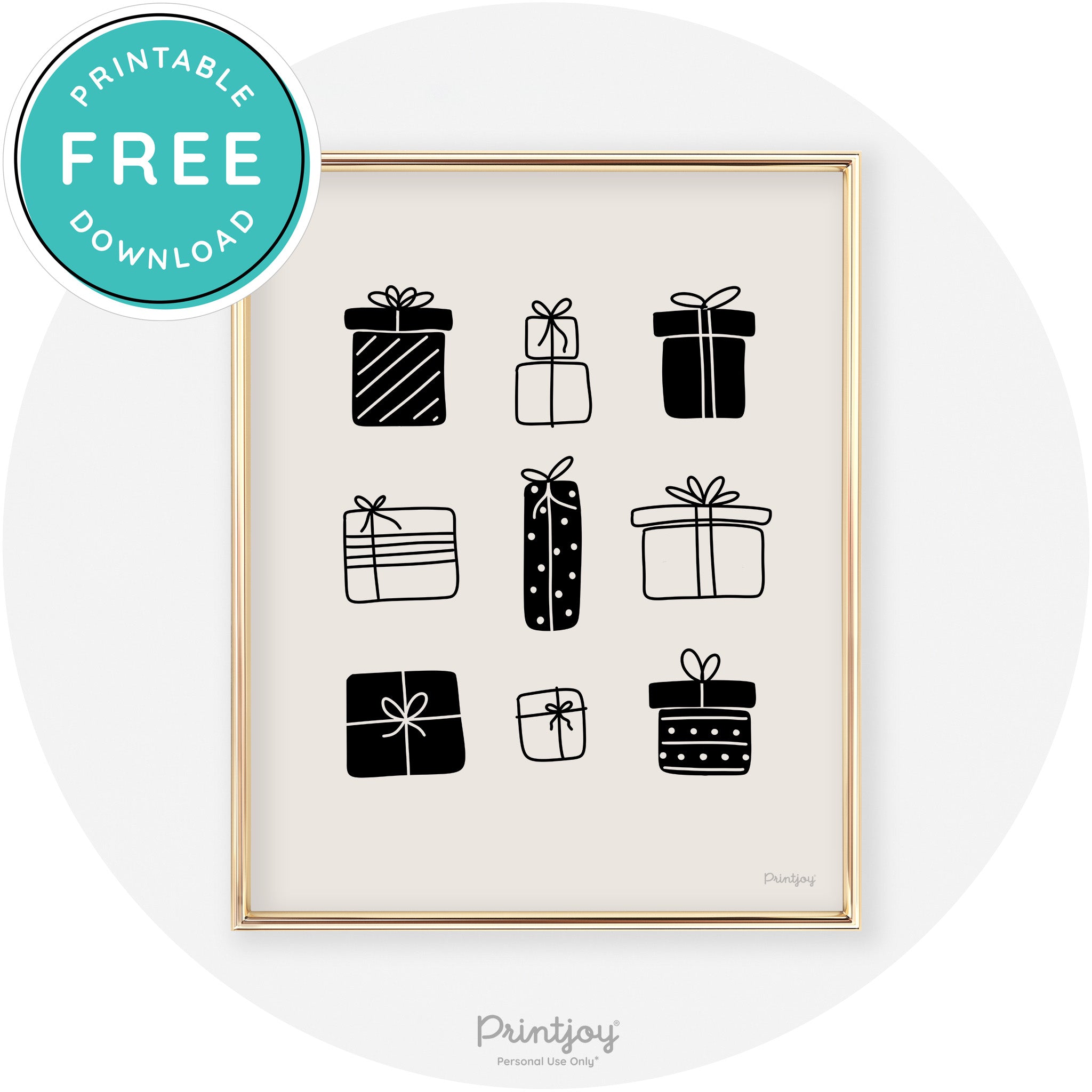 Presents Christmas Gifts Cute Modern Chic Wall Art Free Printable - Printjoy