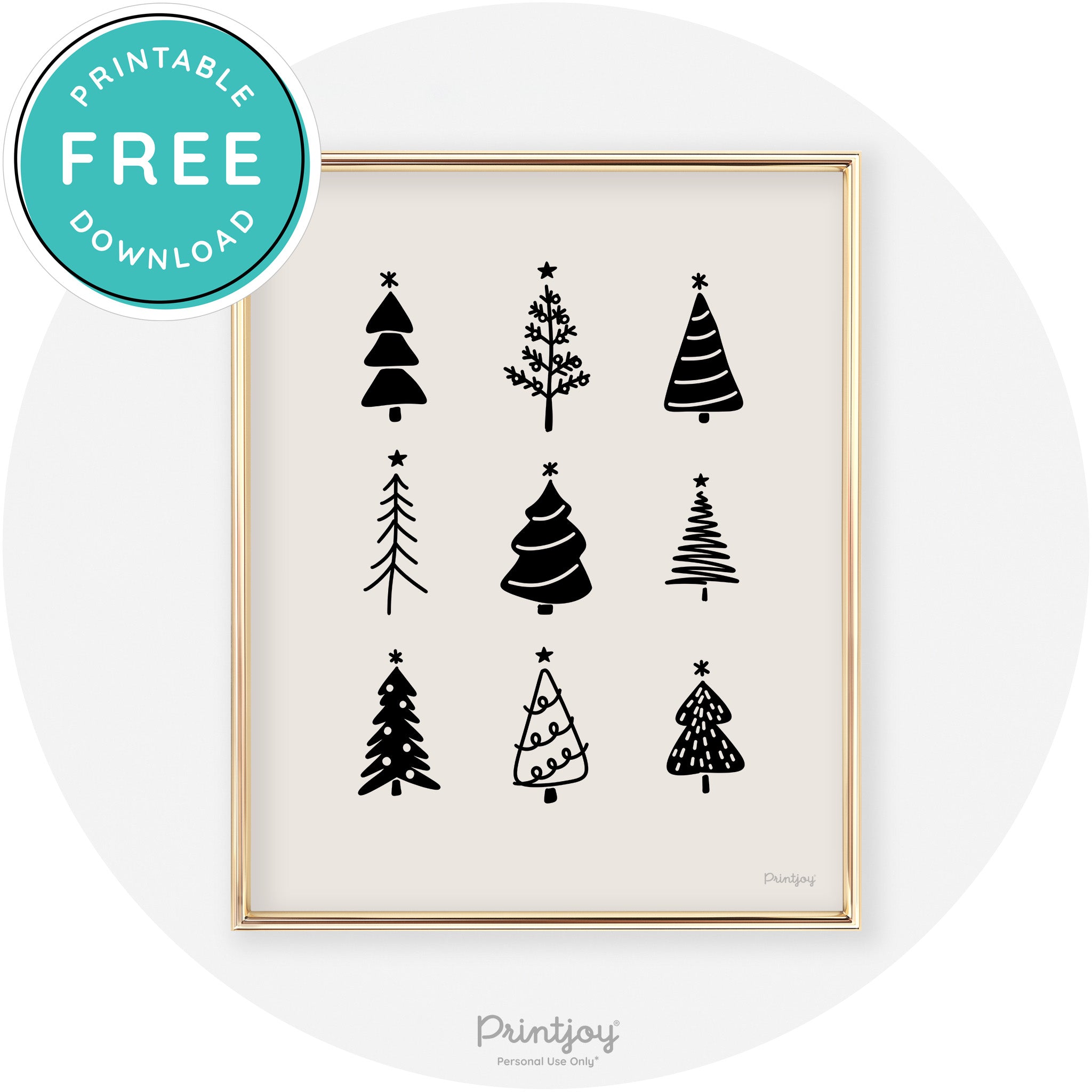 Christmas Trees Cute Modern Chic Wall Art Decor Free Printable - Printjoy