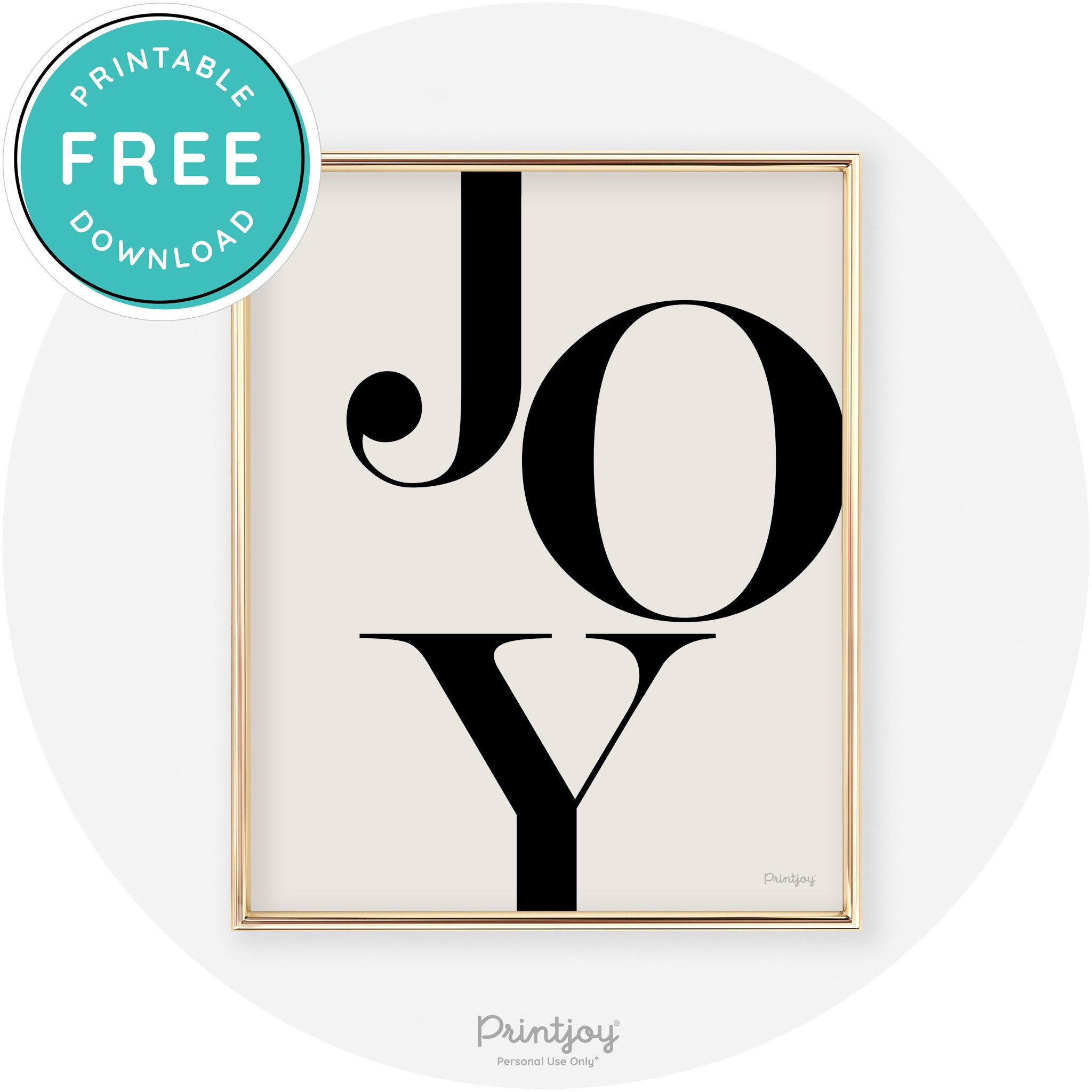 Joy Typography Cute Simple Modern Wall Art Decor Free Printable - Printjoy
