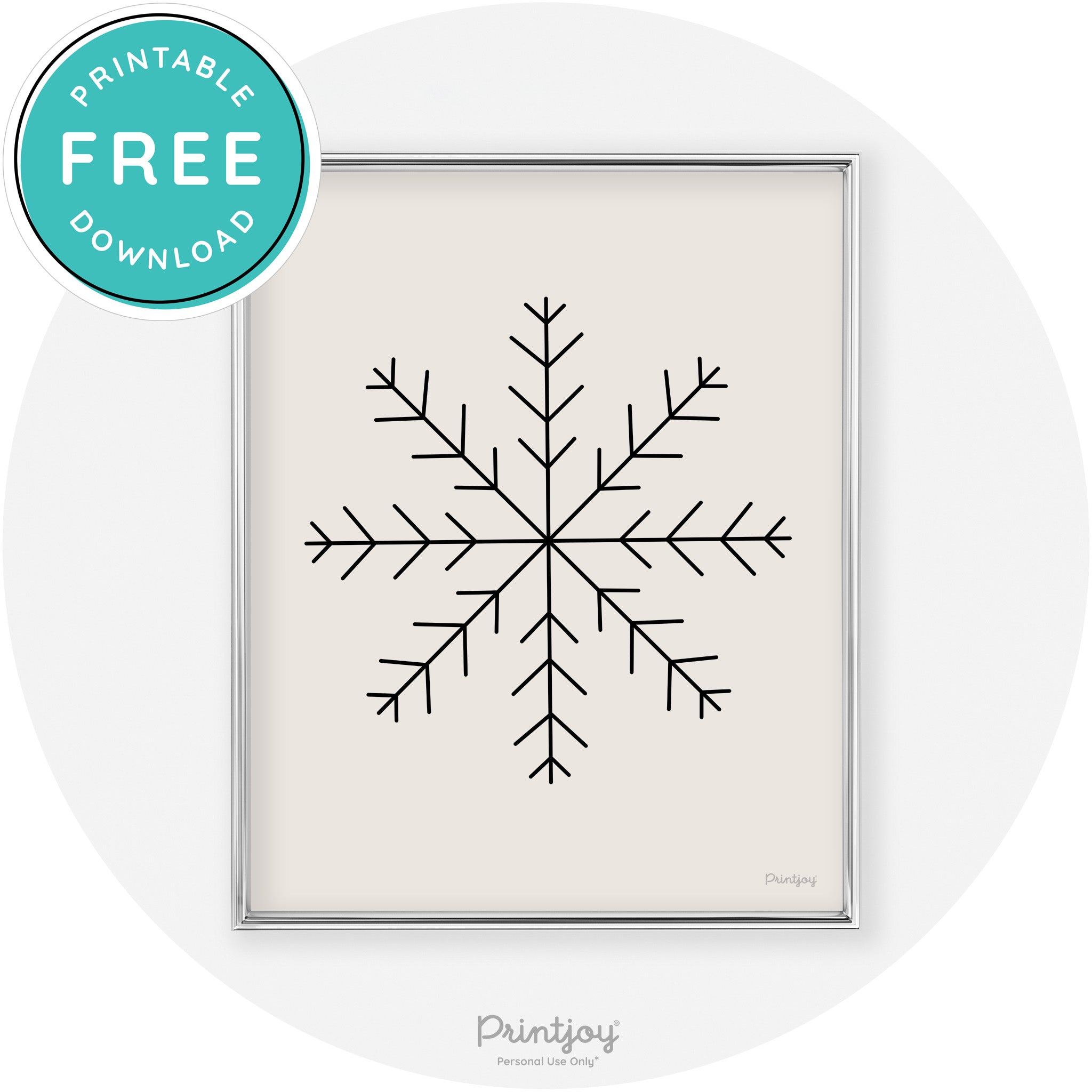 Snowflake Line Art Cute Winter Modern Chic Wall Art Free Printable - Printjoy