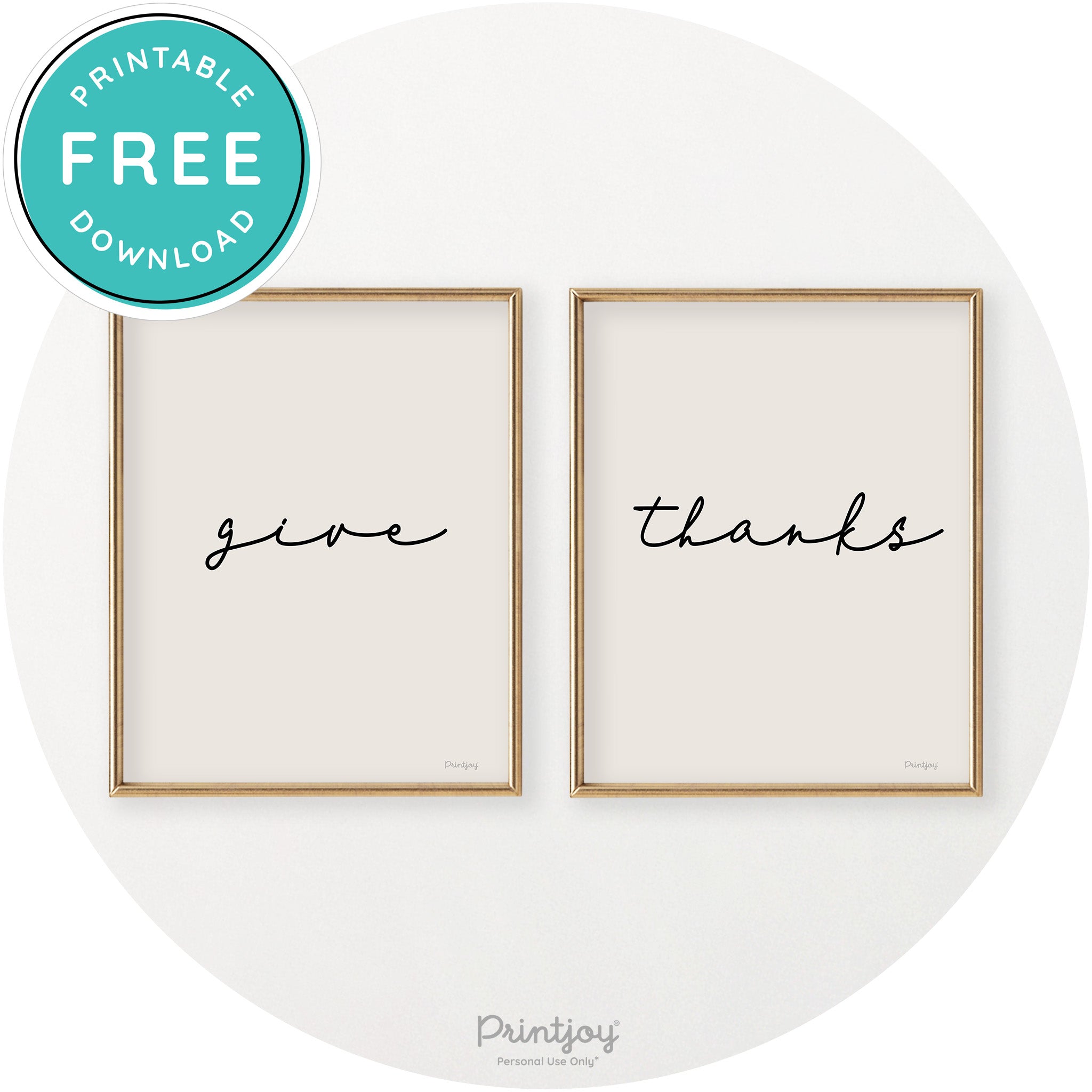 Give Thanks Set Of 2 Thanksgiving Chic Wall Art Decor Free Printable - Printjoy