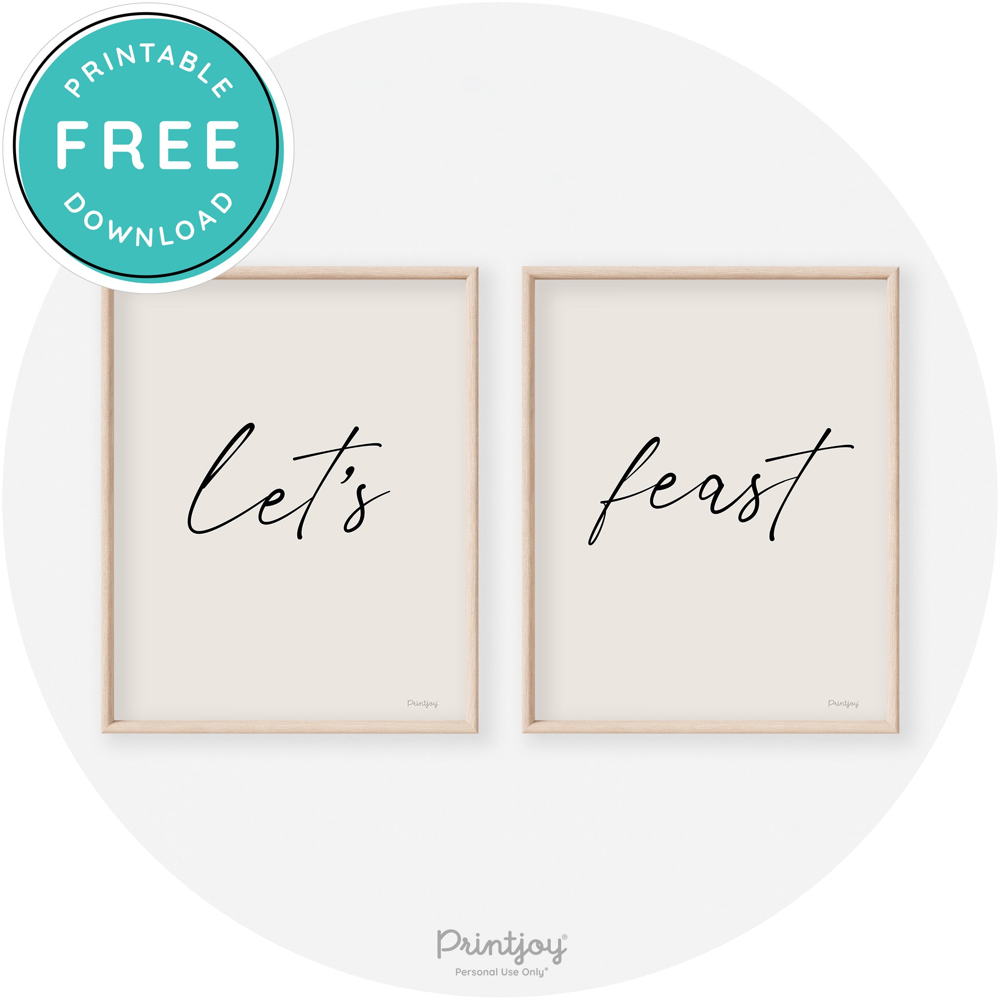 Let's Feast Set Of 2 Thanksgiving Transitional Wall Art Free Printable - Printjoy