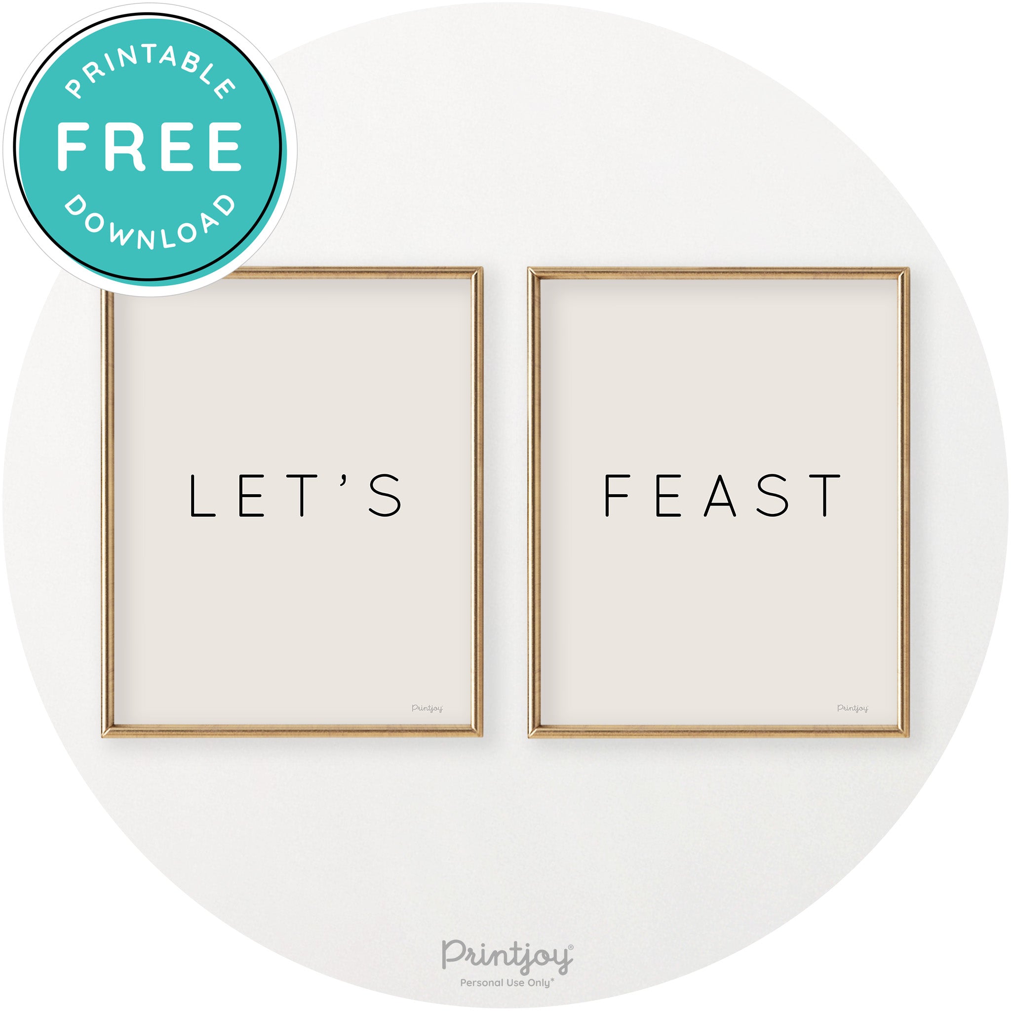 Let's Feast Set Of 2 Thanksgiving Chic Wall Art Decor Free Printable - Printjoy