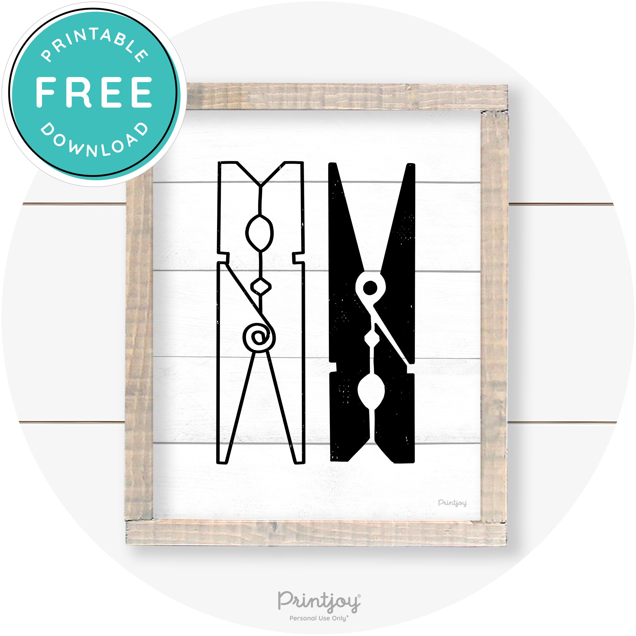 Clothespins Cute Laundry Room Farmhouse Wall Art Free Printable - Printjoy