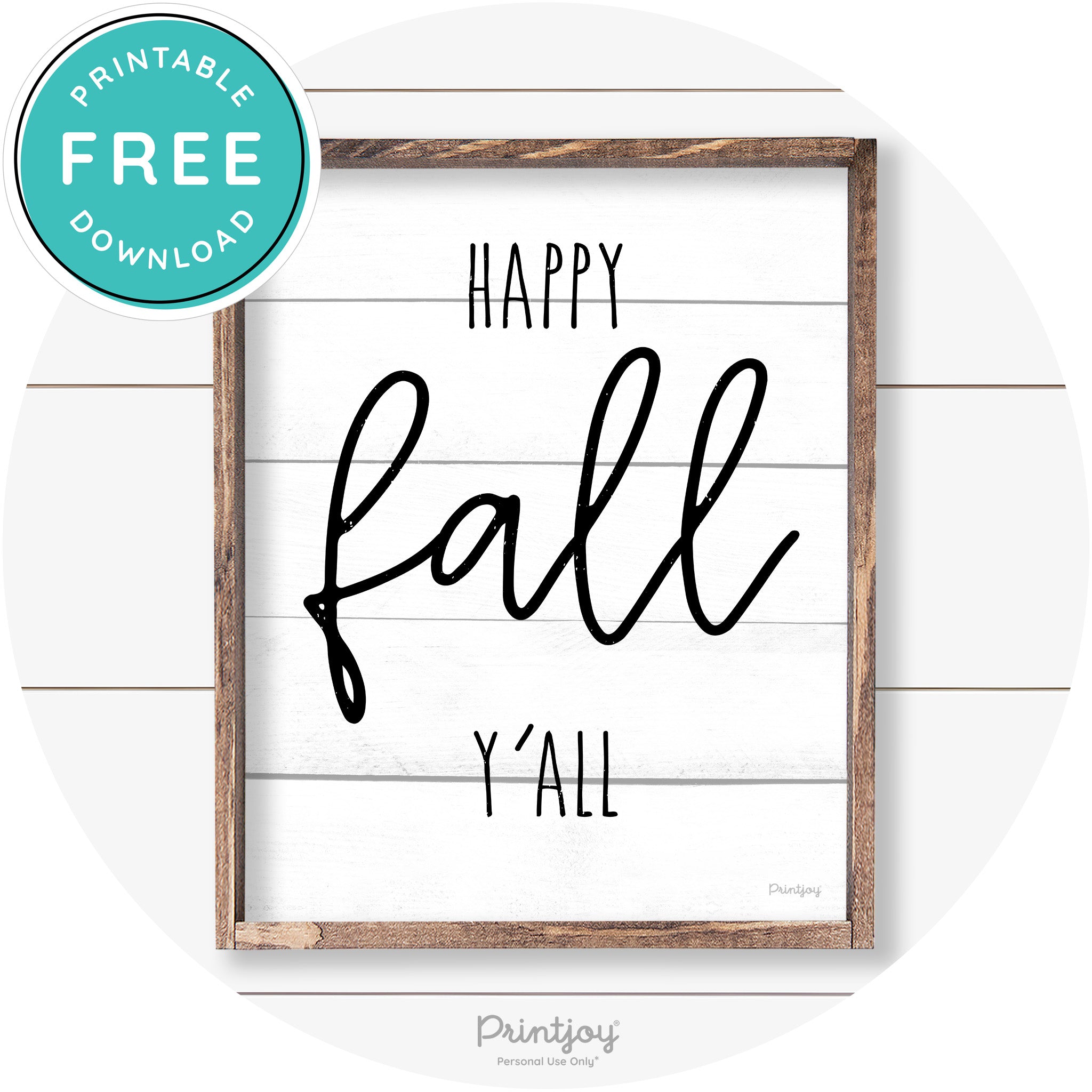 Happy Fall Y'all Cute Farmhouse Autumn Wall Art Decor Free Printable - Printjoy