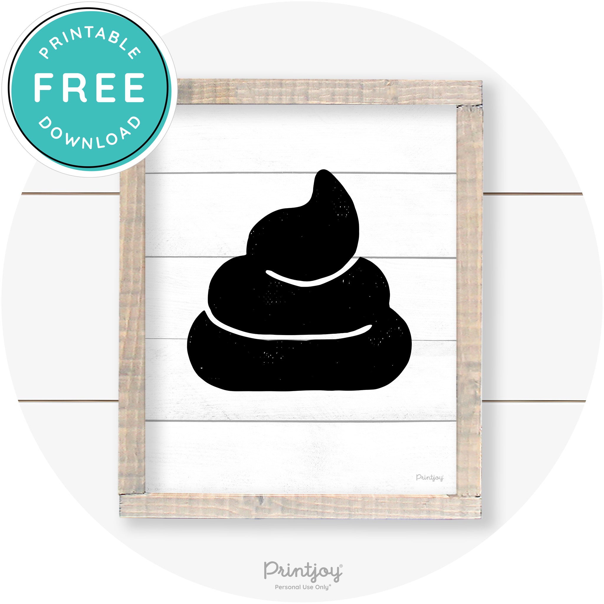 Poop Emoji Silhouette Funny Bathroom Sign Wall Art Free Printable - Printjoy