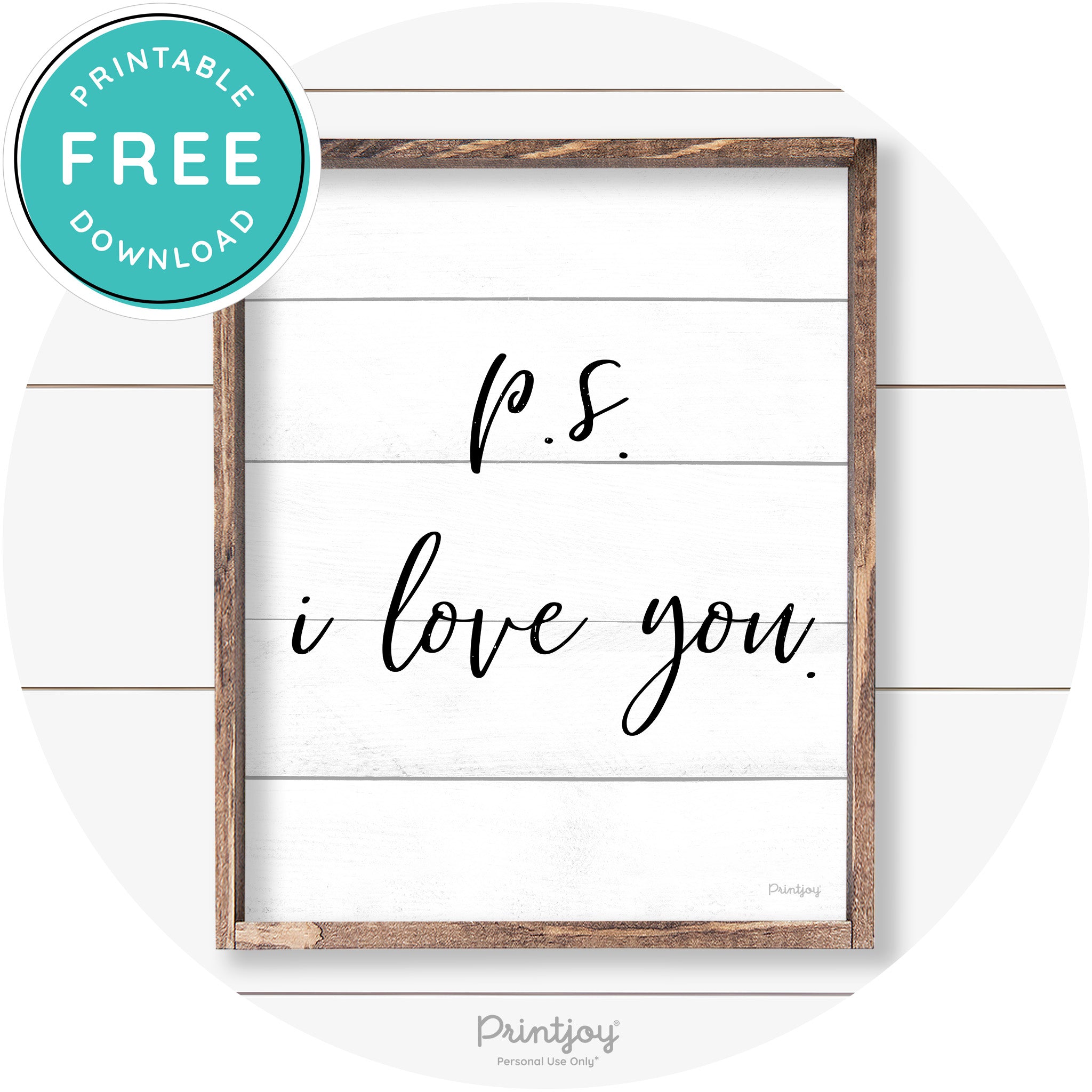 P.S. I Love You Cute Couples Farmhouse Wall Art Decor Free Printable - Printjoy