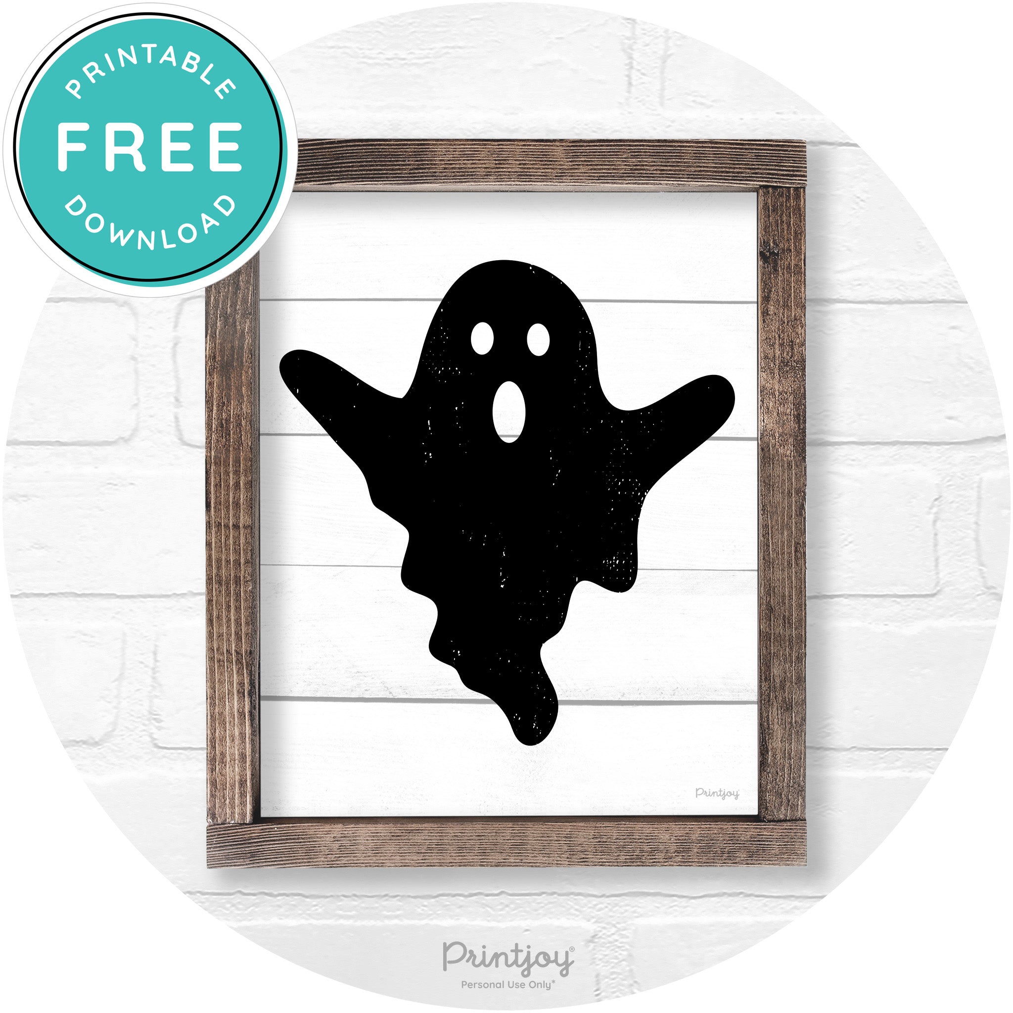 Halloween Cute Ghost Rustic Farmhouse Wall Art Free Printable - Printjoy