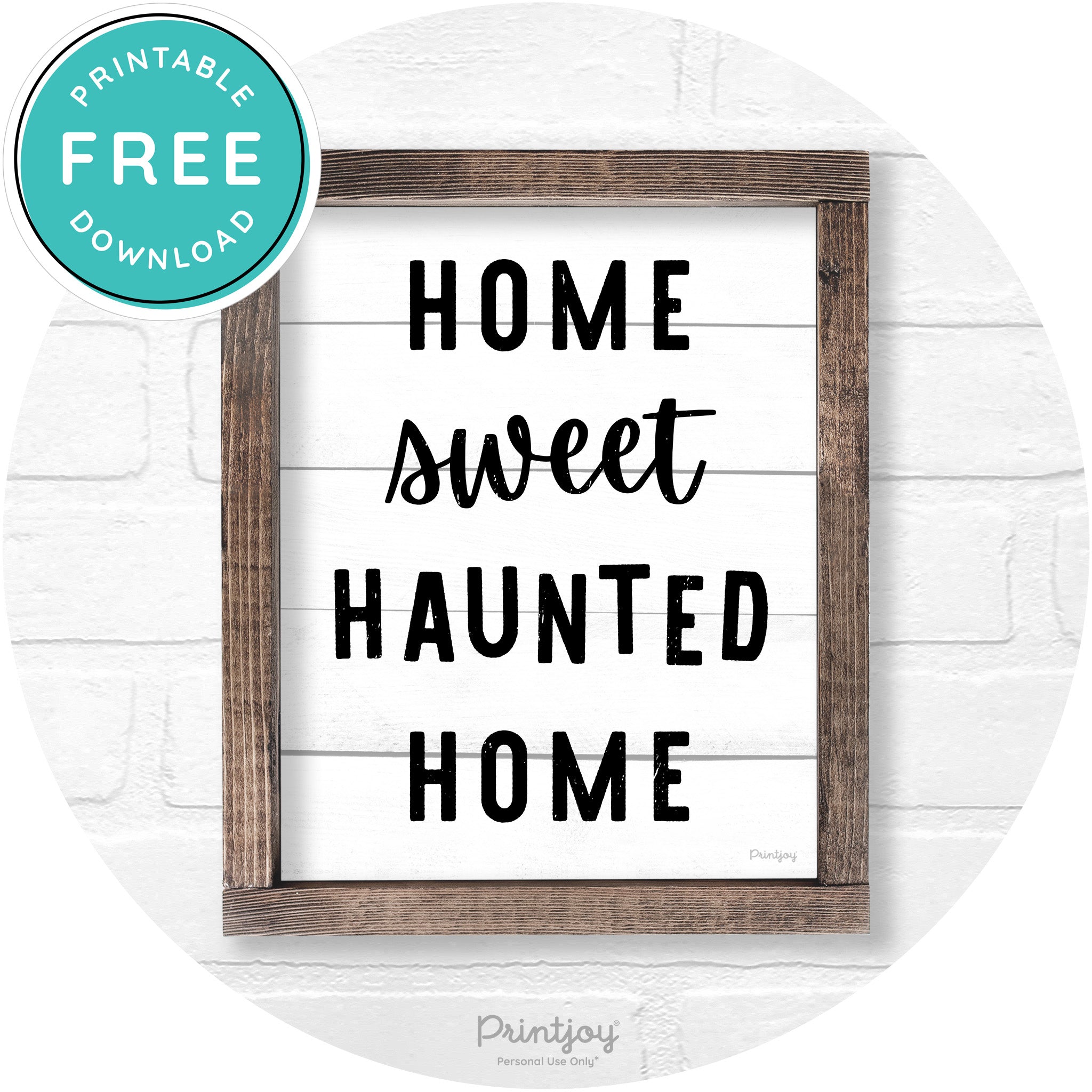 Home Sweet Haunted Home Rustic Halloween Wall Art Free Printable - Printjoy