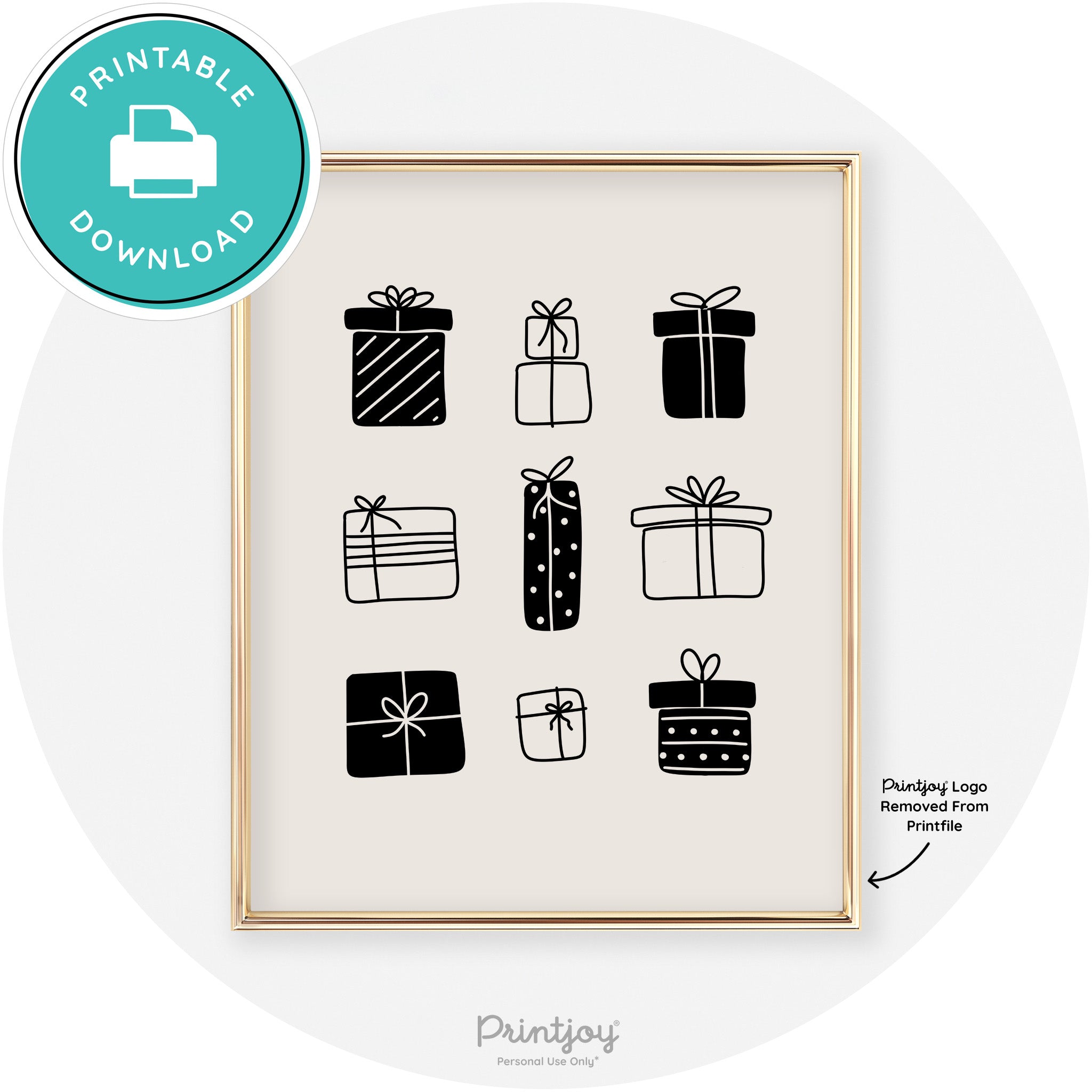 Presents Christmas Gifts Cute Modern Chic Wall Art Free Printable - Printjoy