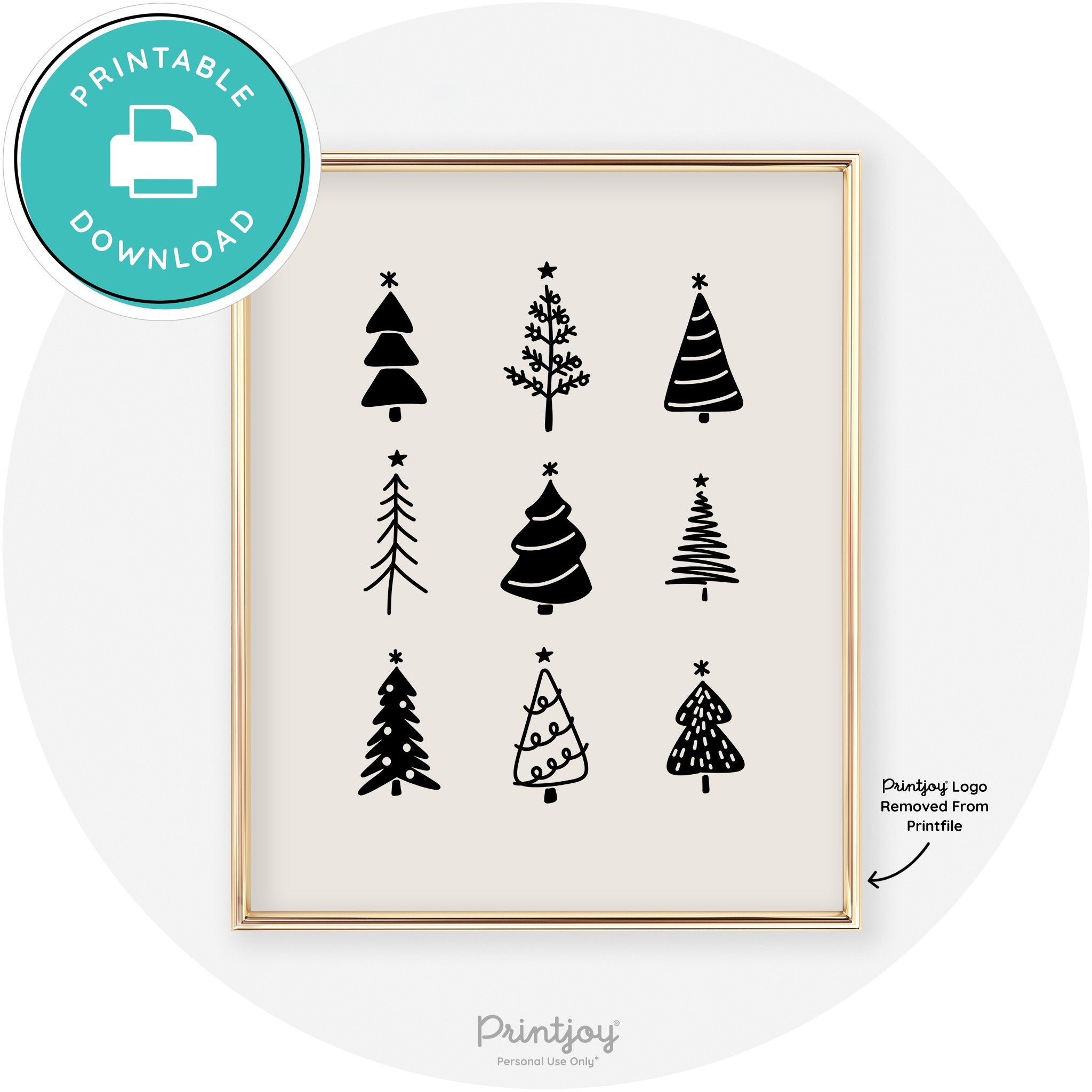 Christmas Trees Cute Modern Chic Wall Art Decor Free Printable - Printjoy