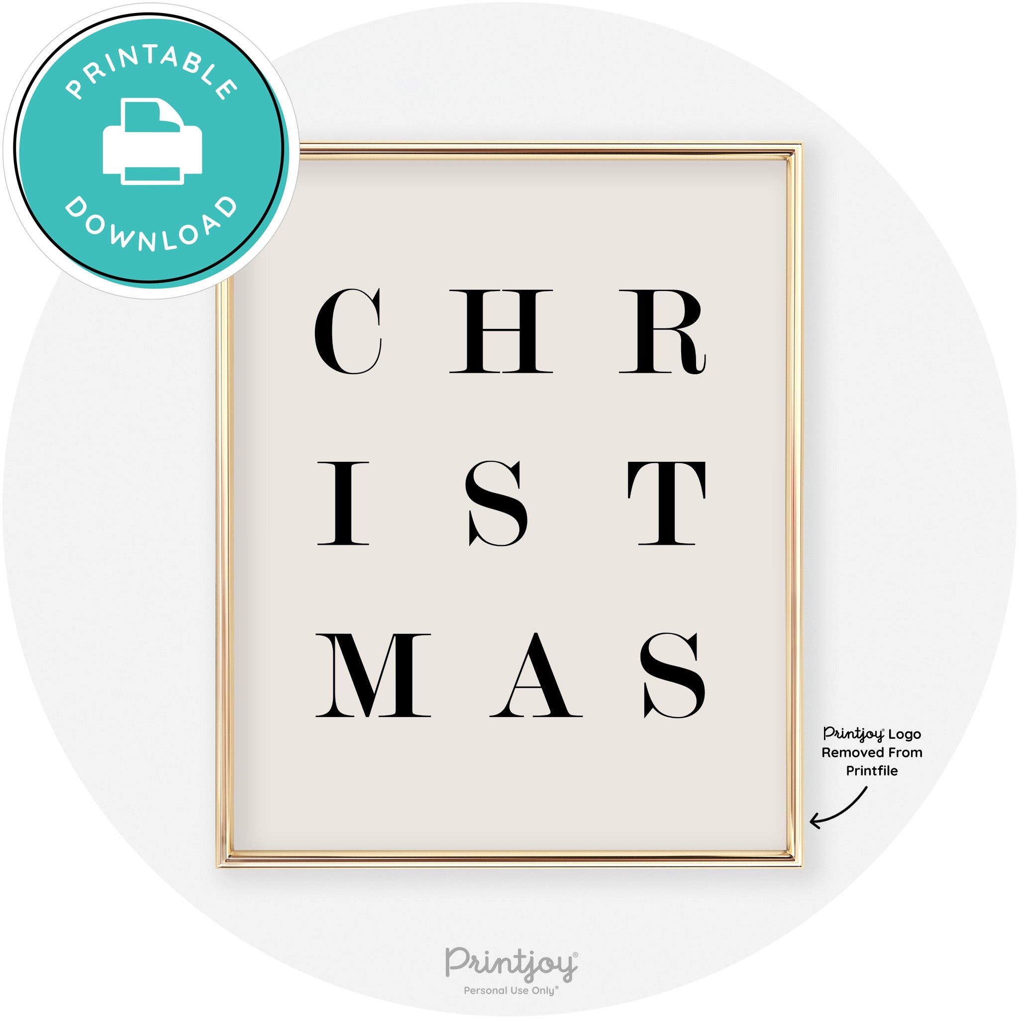 Christmas Typography Cute Modern Chic Decor Wall Art Free Printable - Printjoy