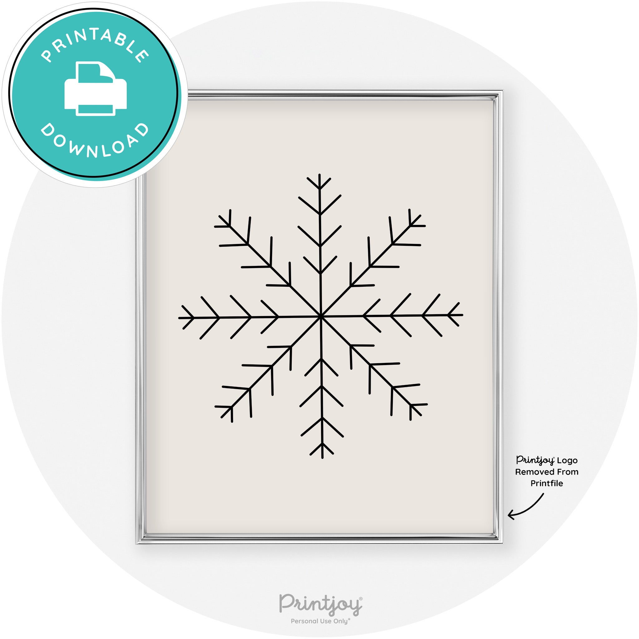 Snowflake Line Art Cute Winter Modern Chic Wall Art Free Printable - Printjoy
