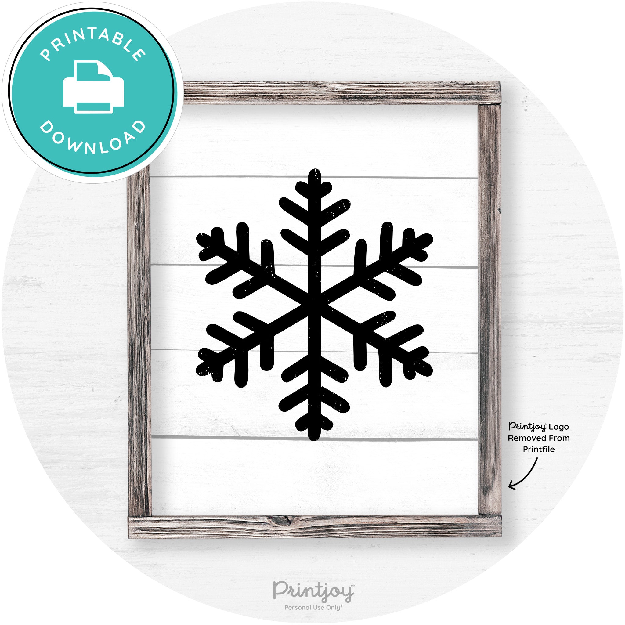 Snowflake Silhouette Winter Farmhouse Wall Art Decor Free Printable - Printjoy