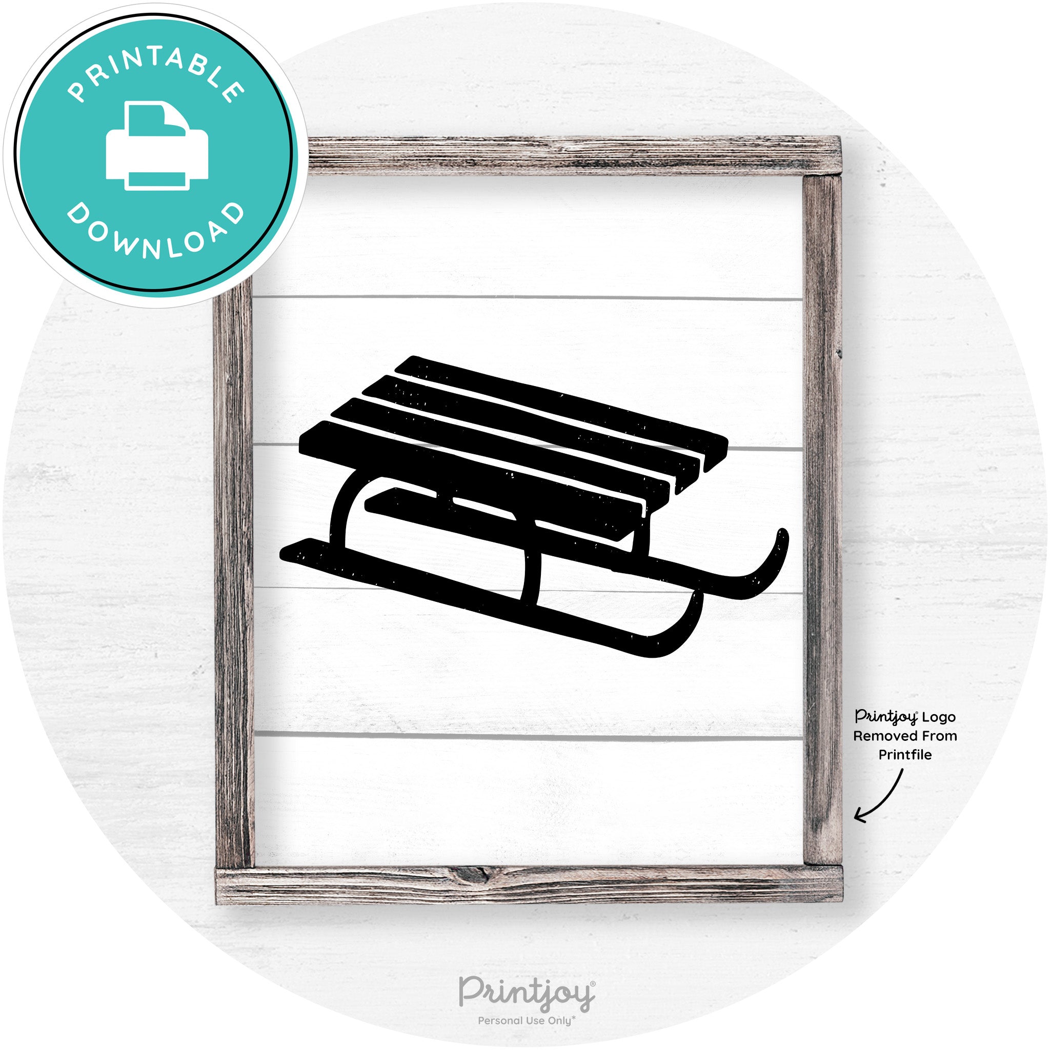 Winter Old Fashioned Sled Rustic Farmhouse Wall Art Free Printable - Printjoy