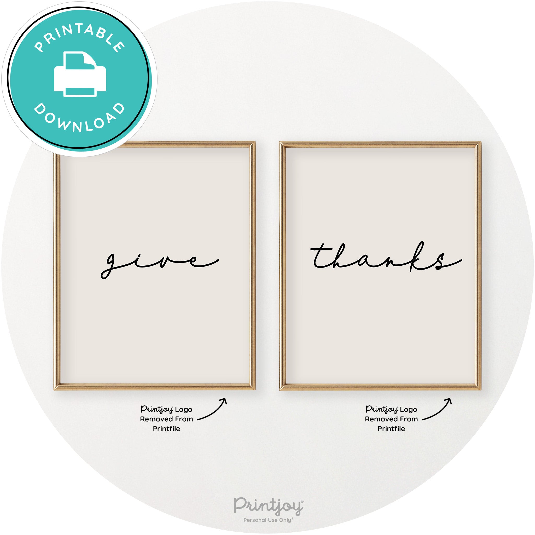 Give Thanks Set Of 2 Thanksgiving Chic Wall Art Decor Free Printable - Printjoy