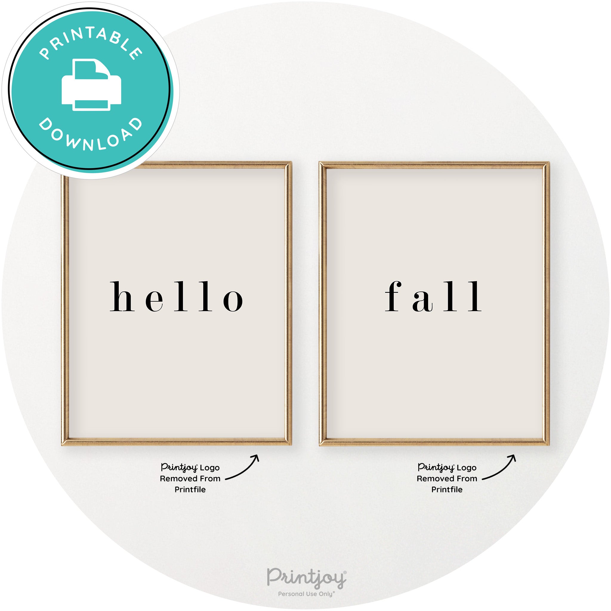 Hello Fall Set Of 2 Simple Modern Chic Wall Art Decor Free Printable - Printjoy