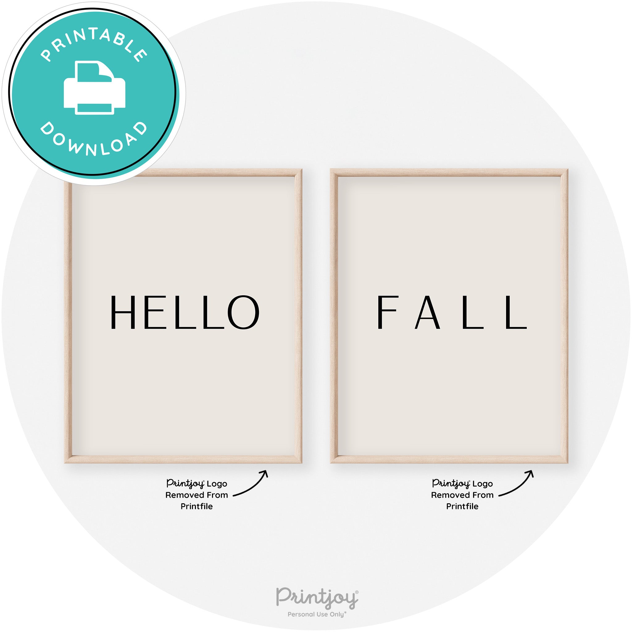 Hello Fall Set Of 2 Modern Transitional Wall Art Decor Free Printable - Printjoy