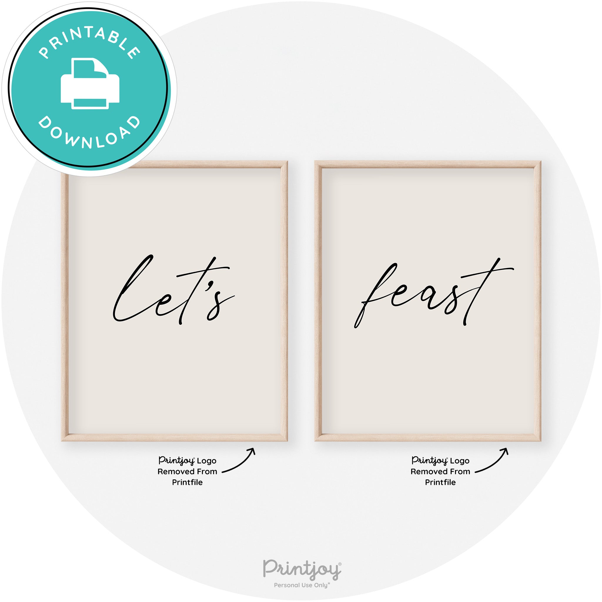 Let's Feast Set Of 2 Thanksgiving Transitional Wall Art Free Printable - Printjoy