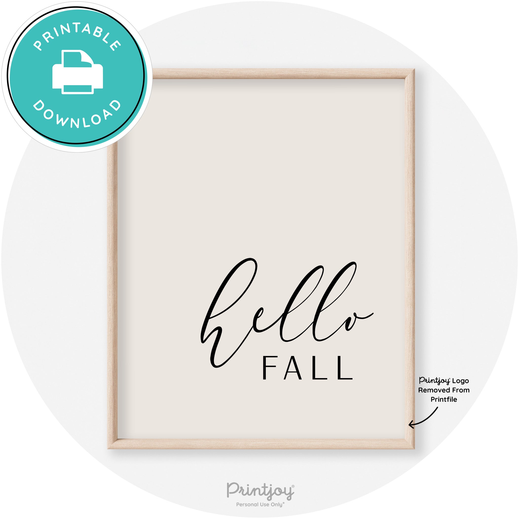 Hello Fall Cursive Modern Transitional Fall Wall Art Decor Free Printable - Printjoy