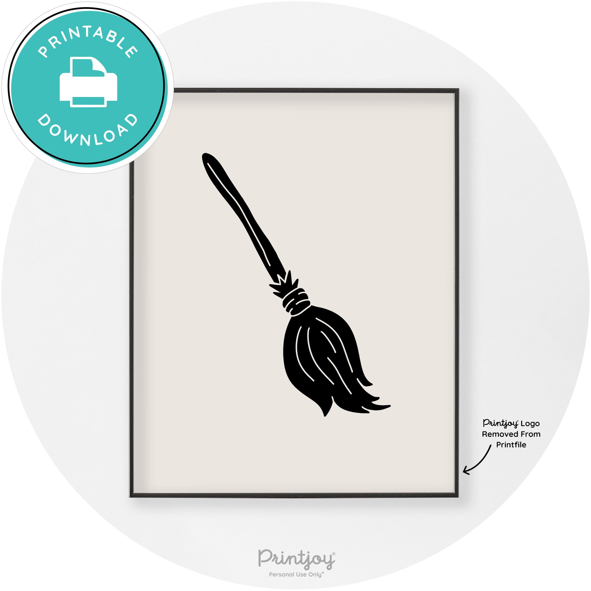 Witches Broom Halloween Cute Modern Chic Wall Art Free Printable - Printjoy