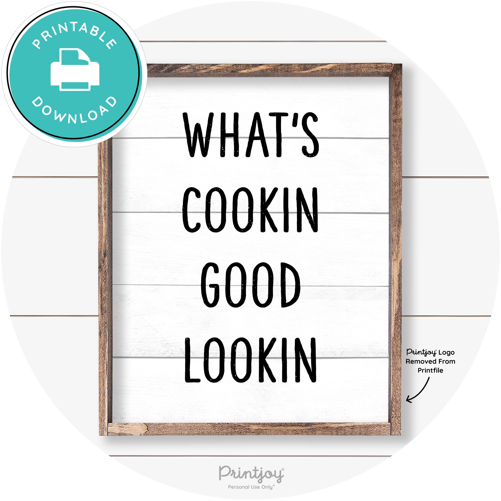 What's Cookin Good Lookin Farmhouse Kitchen Wall Art Free Printable - Printjoy