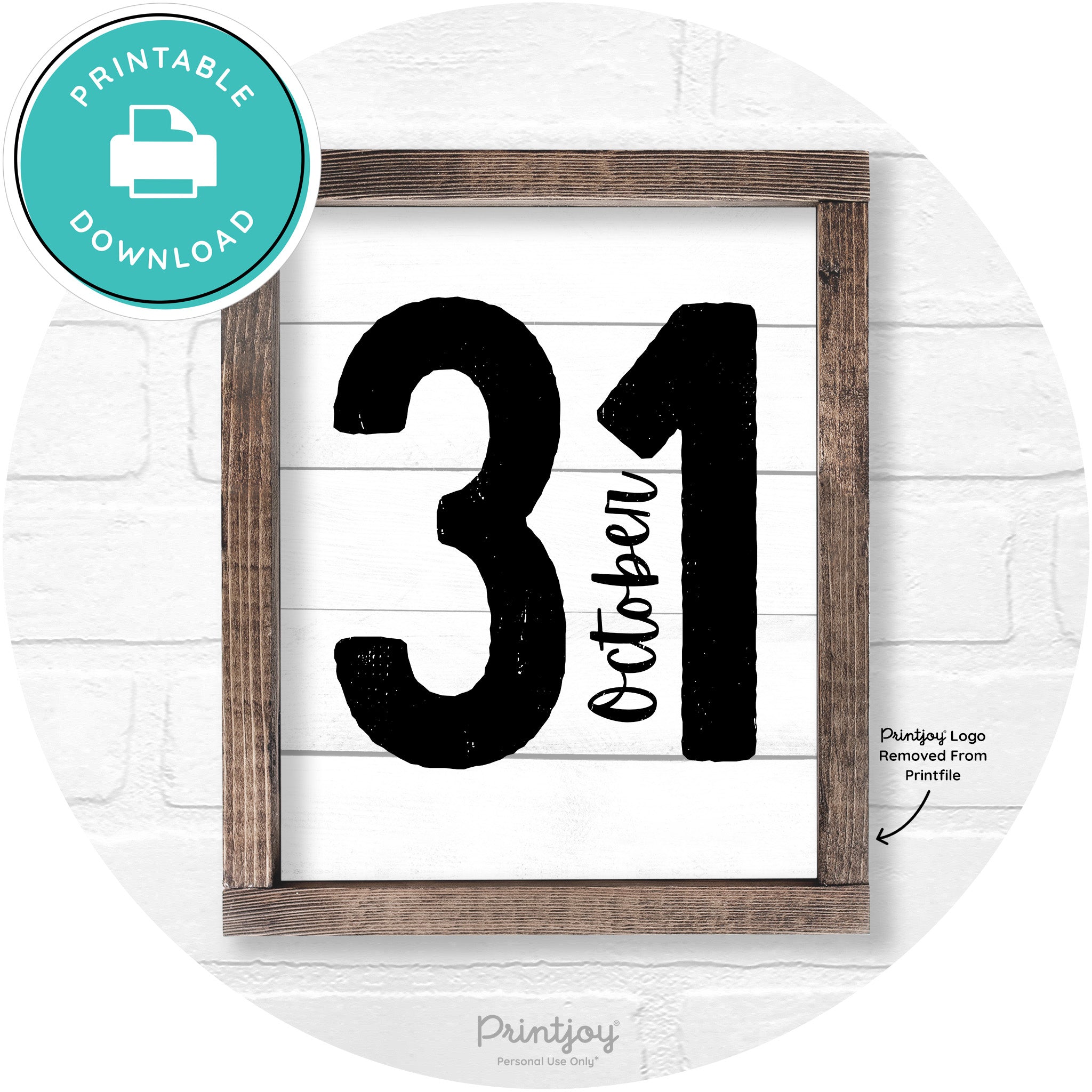 October 31 Halloween Rustic Farmhouse Wall Art Free Printable - Printjoy