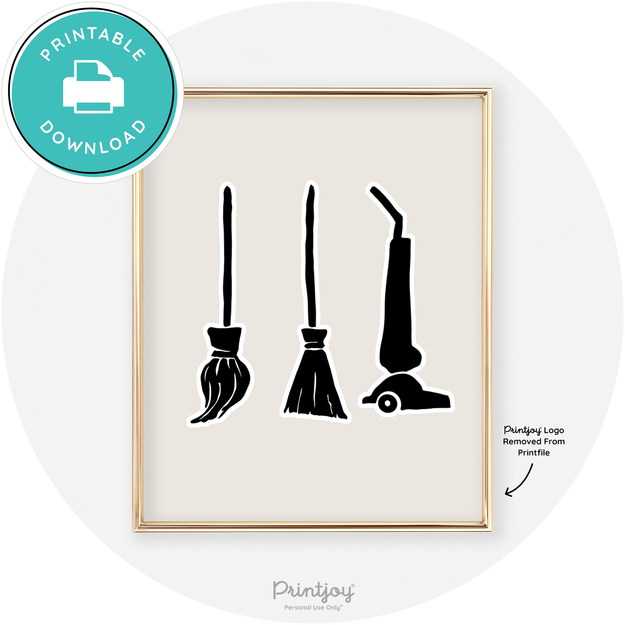 Witch Brooms Fun Cute Chic Halloween Wall Art Decor Free Printable - Printjoy