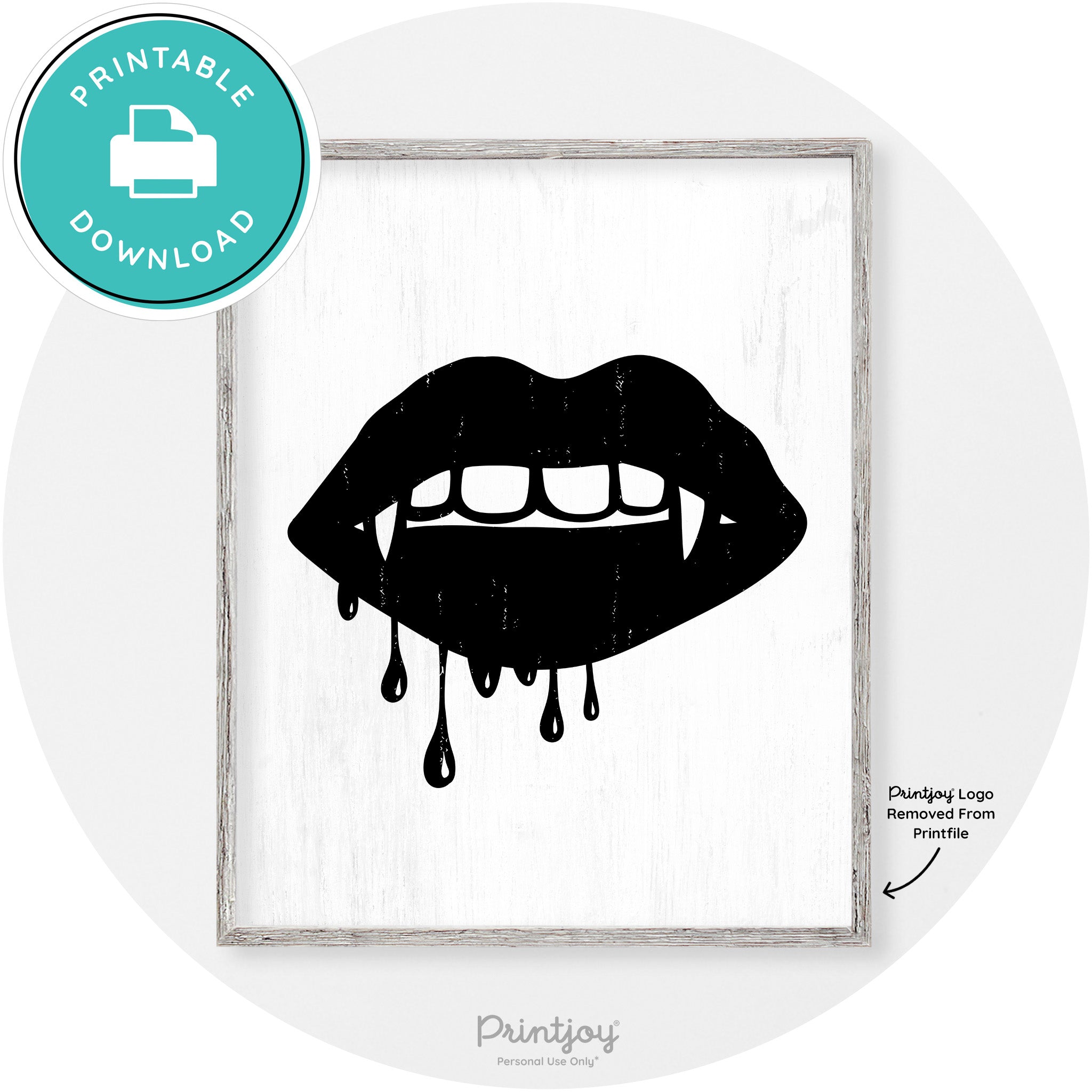 Dracula Fangs Teeth Modern Vintage Halloween Wall Art Free Printable - Printjoy