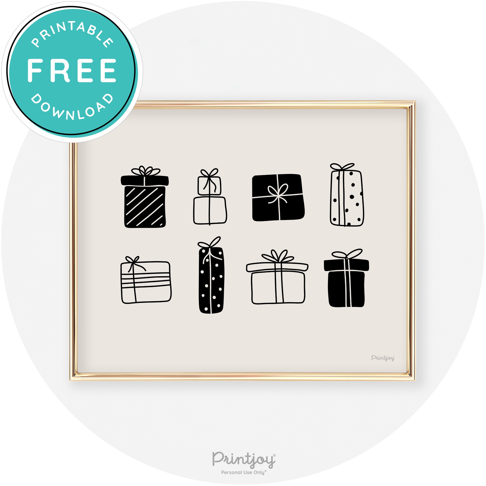 Presents Christmas Gifts Cute Modern Chic Wall Art Free Printable - Printjoy