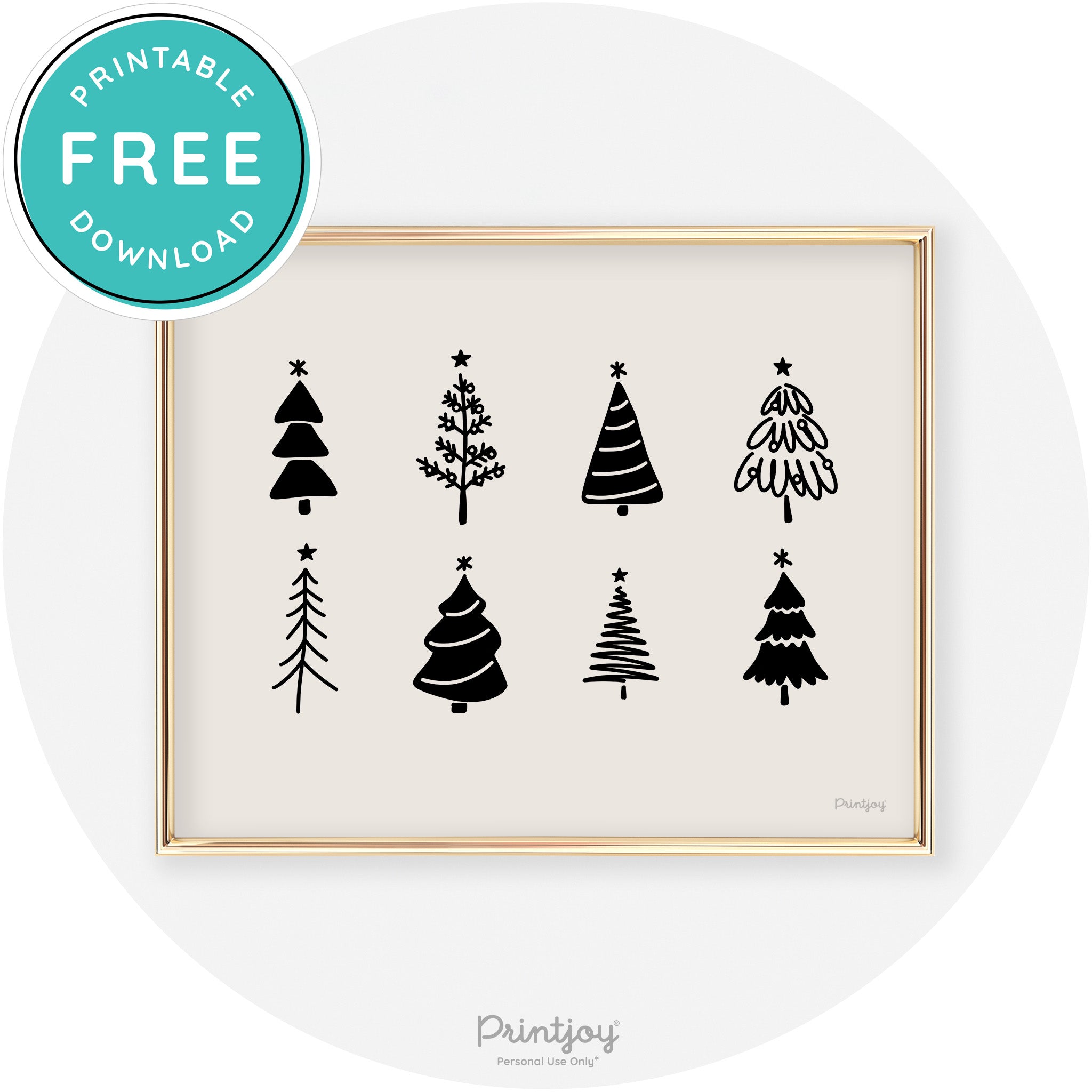 Christmas Trees Cute Modern Chic Wall Art Decor Free Printable - Printjoy
