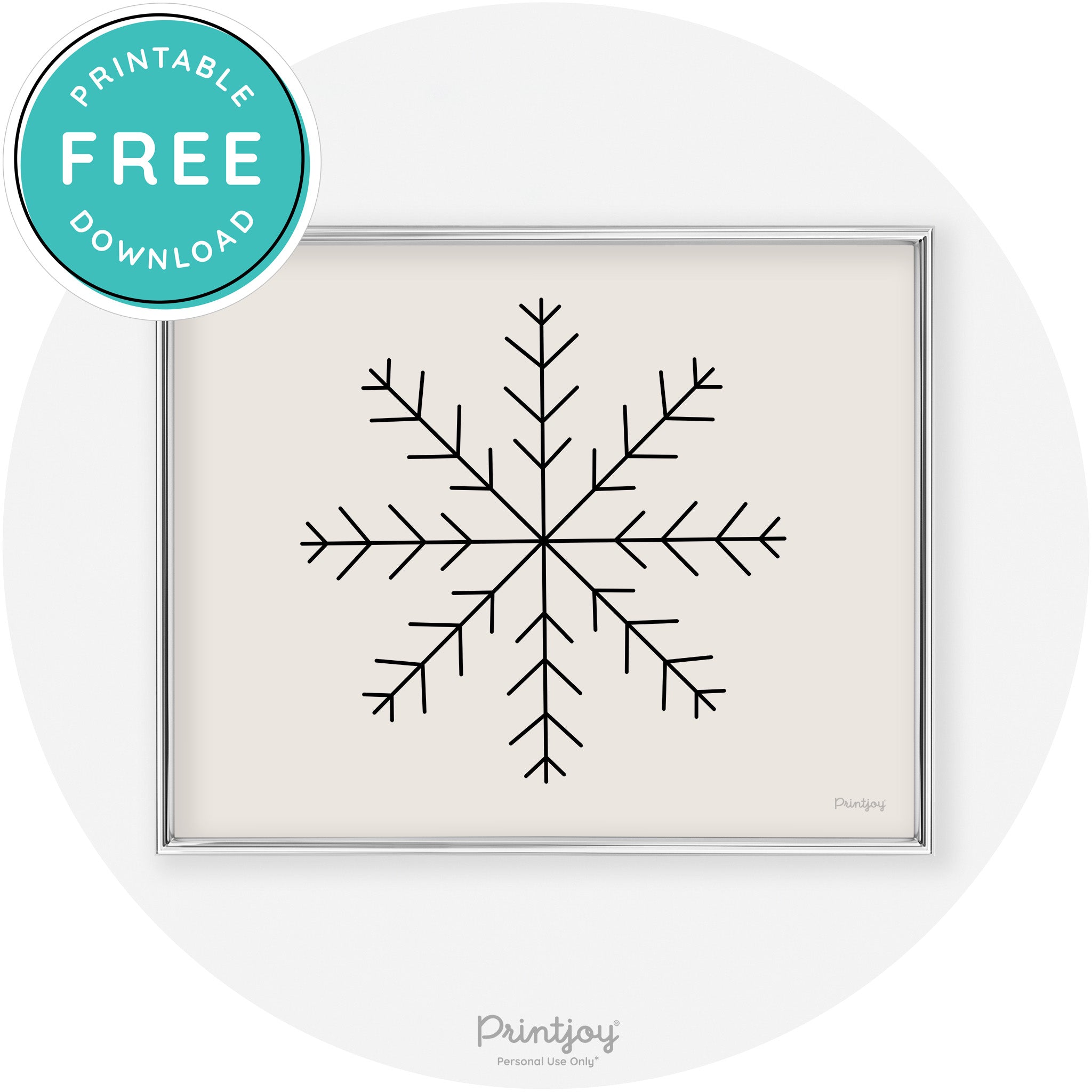 Snowflake Line Art Cute Winter Modern Chic Wall Art Free Printable - Printjoy