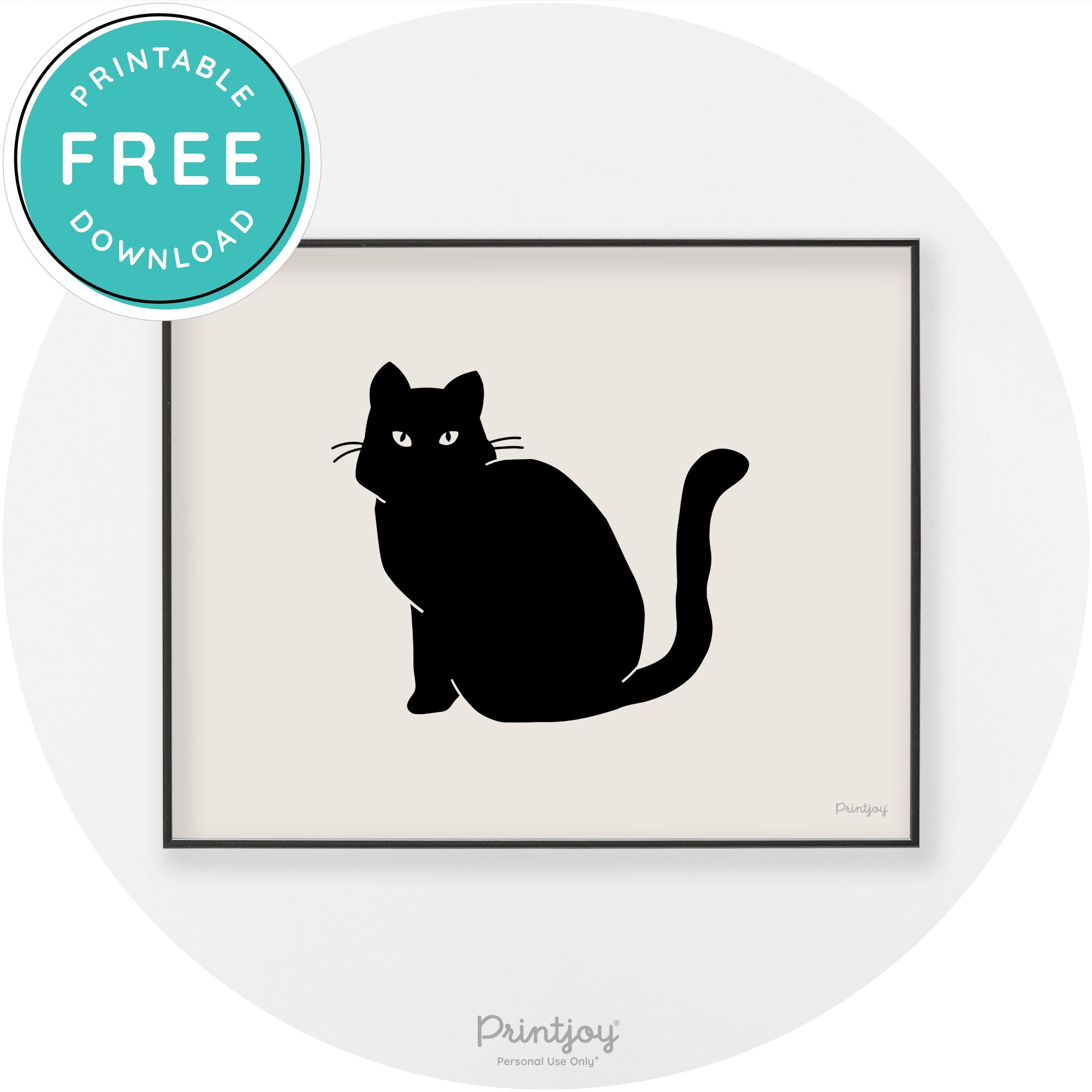 Halloween Spooky Cat Modern Chic Wall Art Decor Free Printable - Printjoy