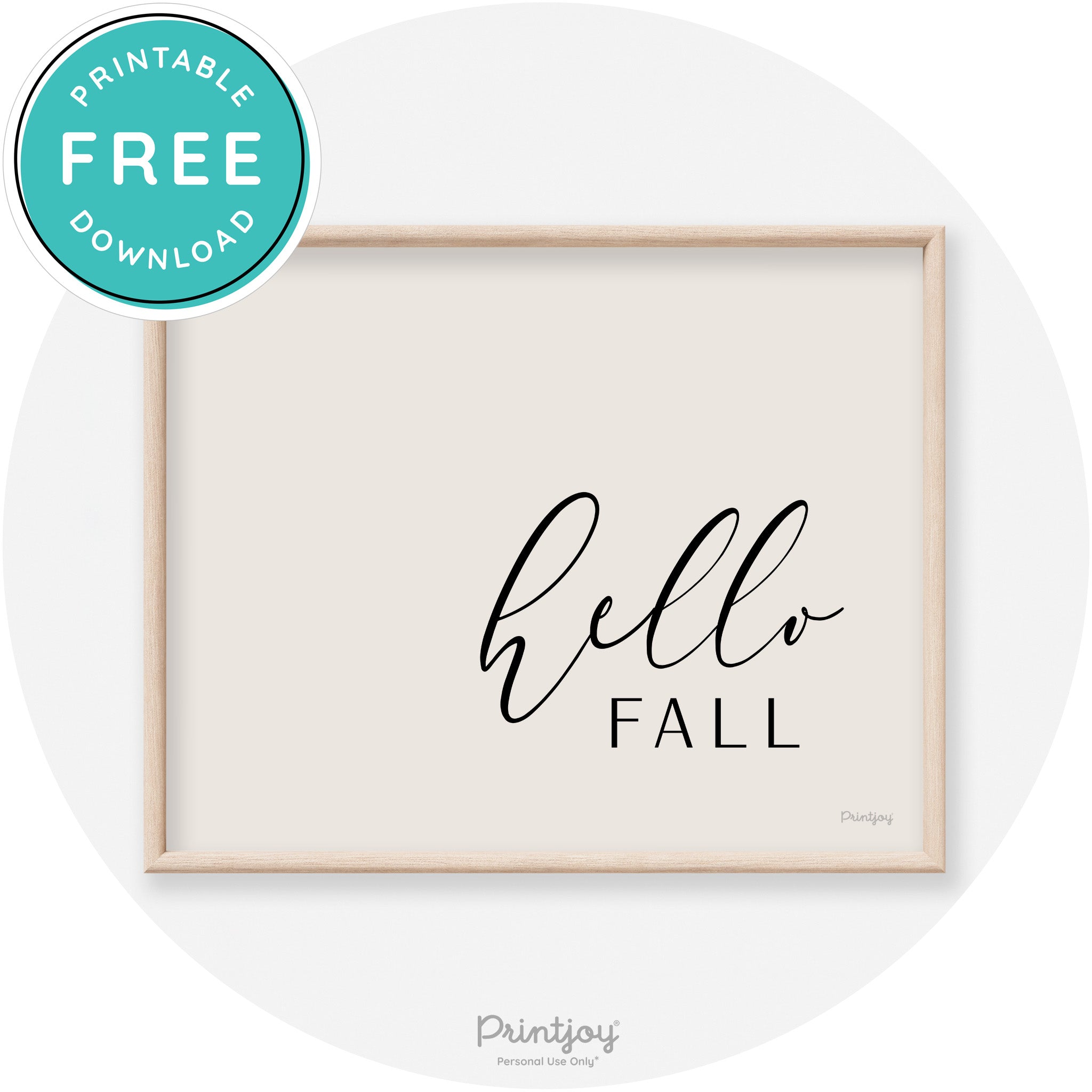 Hello Fall Cursive Modern Transitional Fall Wall Art Decor Free Printable - Printjoy