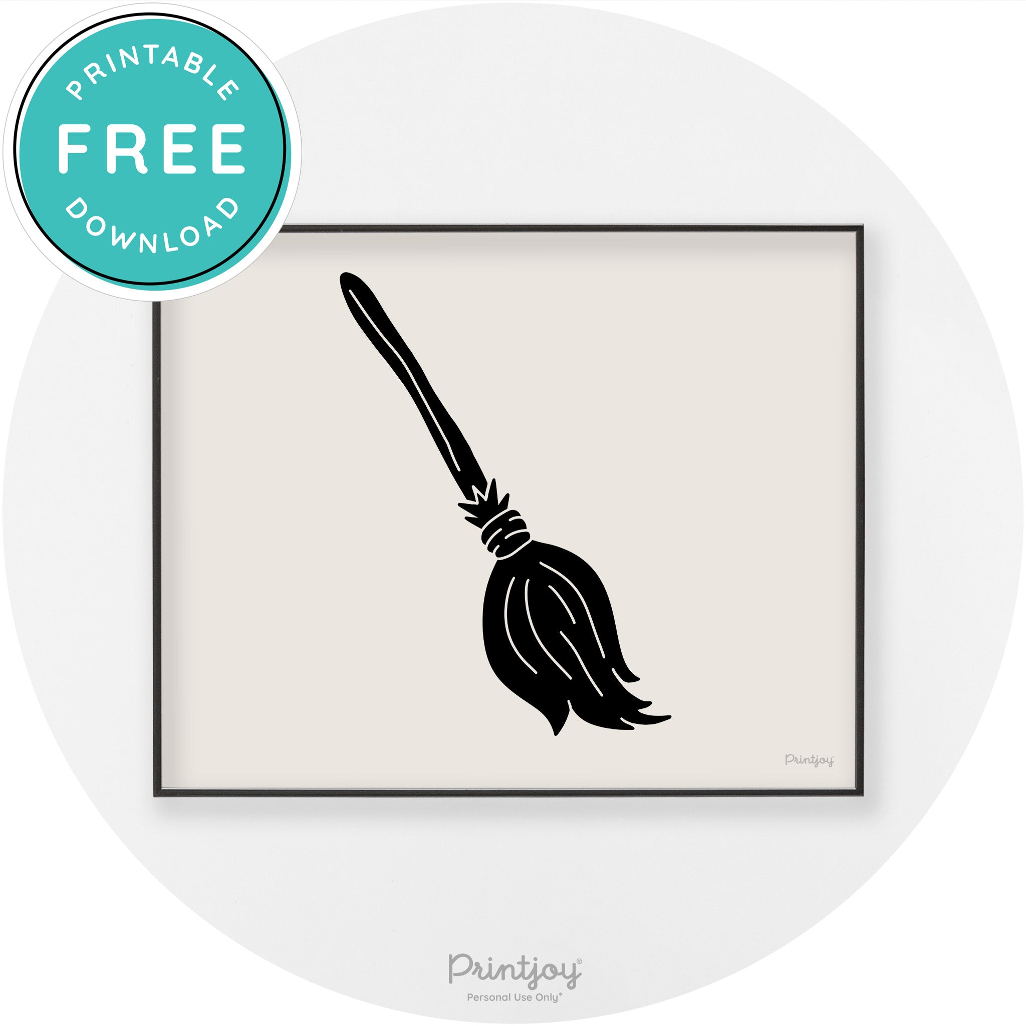 Witches Broom Halloween Cute Modern Chic Wall Art Free Printable - Printjoy