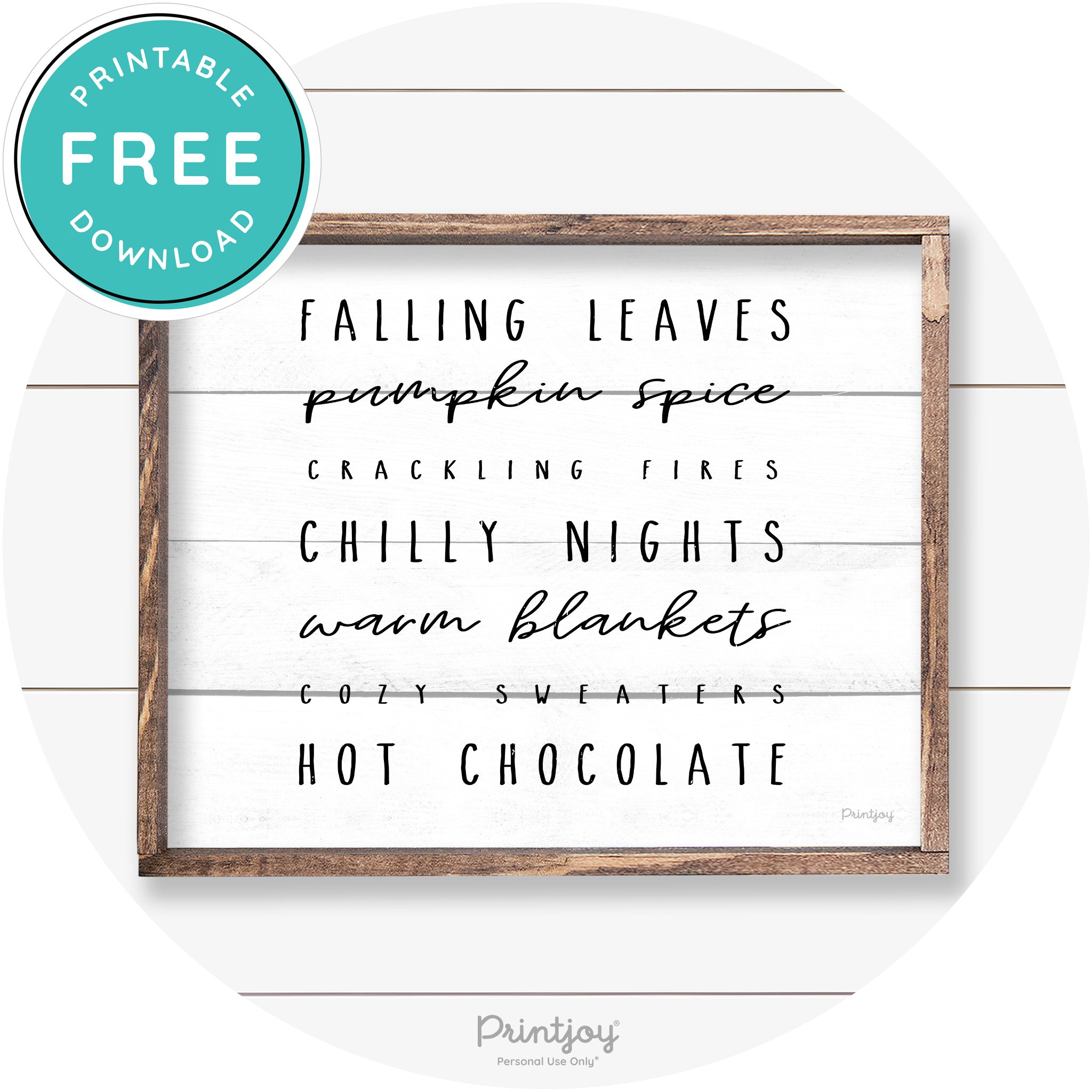 Fall Favorite Things Cute Farmhouse Autumn Wall Art Free Printable - Printjoy
