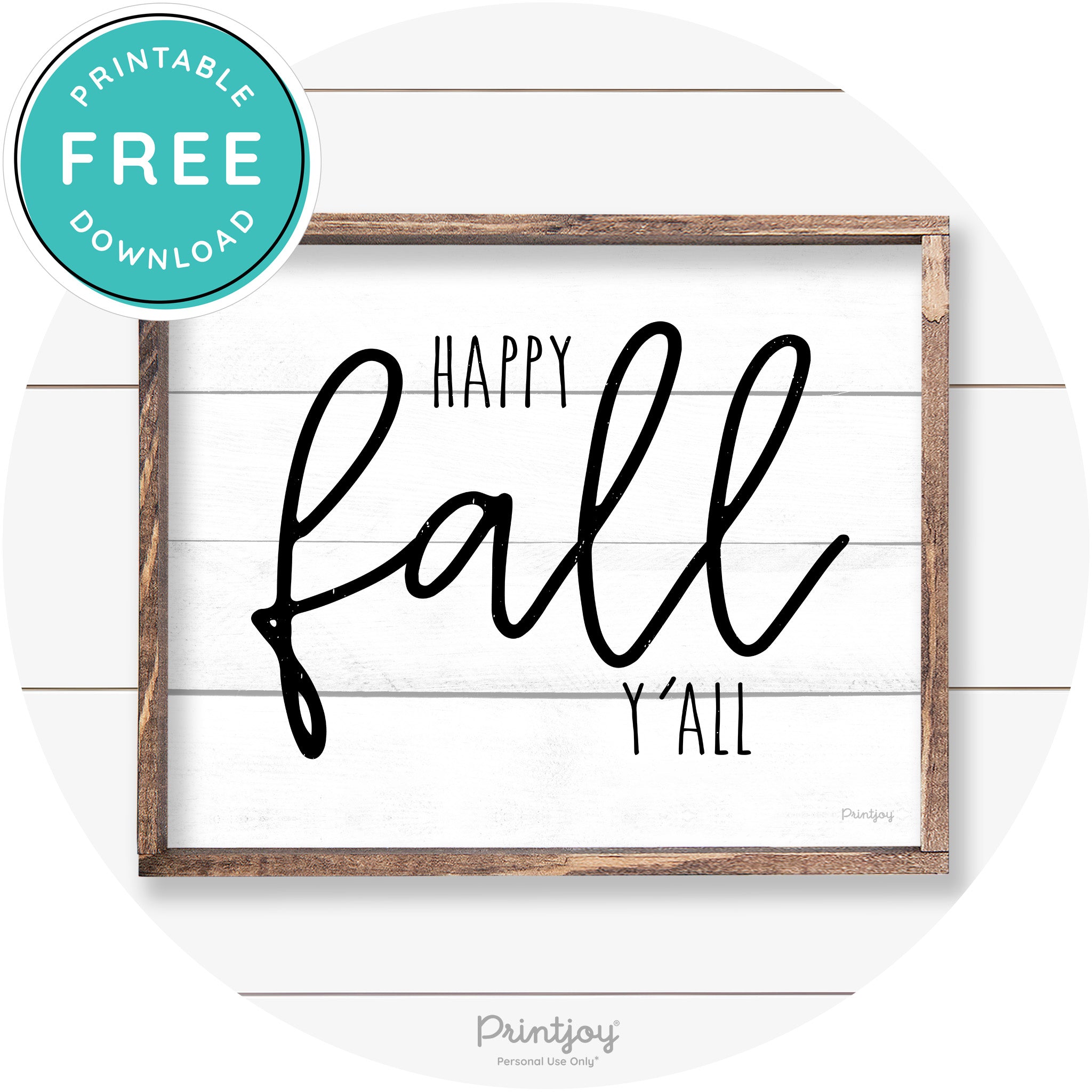 Happy Fall Y'all Cute Farmhouse Autumn Wall Art Decor Free Printable - Printjoy