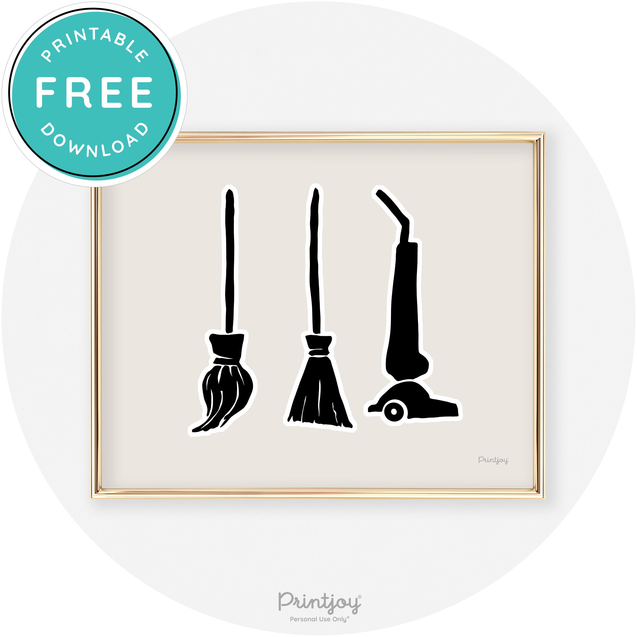 Witch Brooms Fun Cute Chic Halloween Wall Art Decor Free Printable - Printjoy