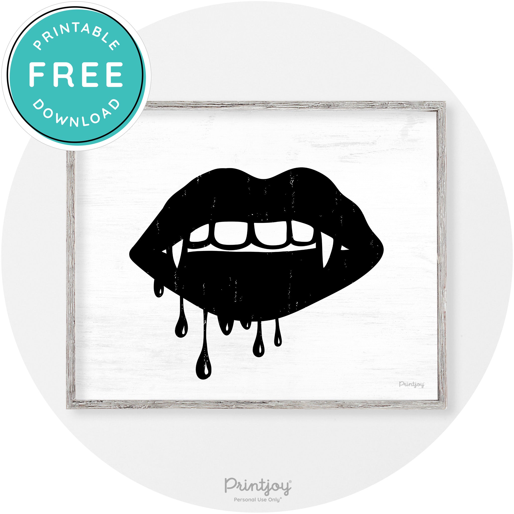 Dracula Fangs Teeth Modern Vintage Halloween Wall Art Free Printable - Printjoy