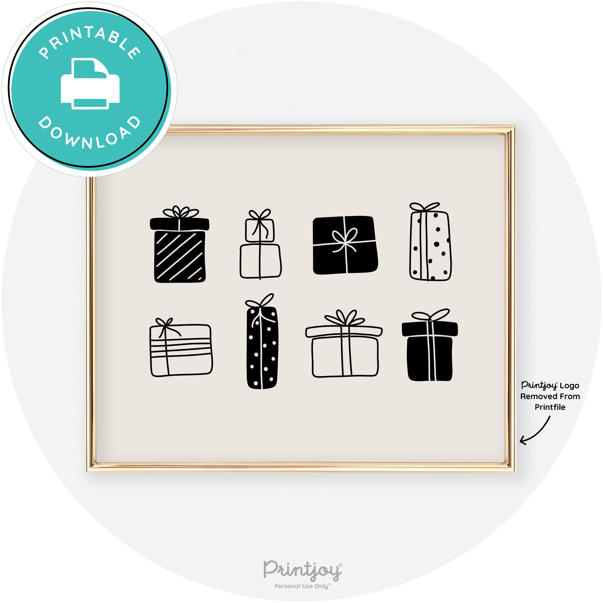 Presents Christmas Gifts Cute Modern Chic Wall Art Free Printable - Printjoy