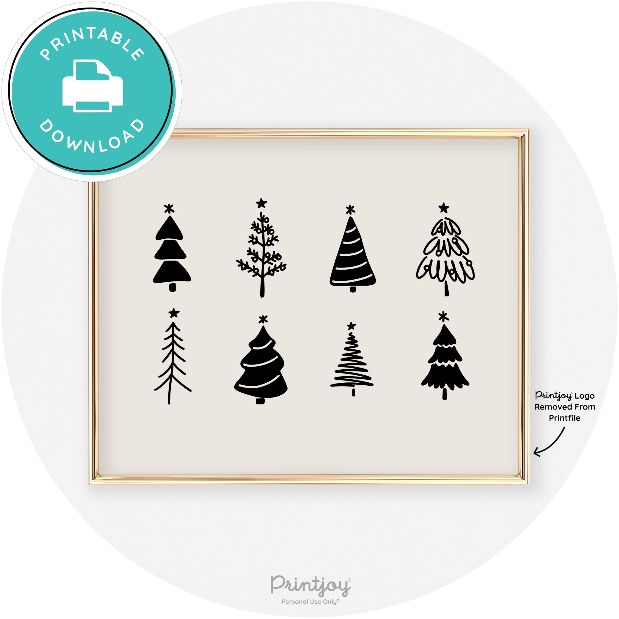 Christmas Trees Cute Modern Chic Wall Art Decor Free Printable - Printjoy