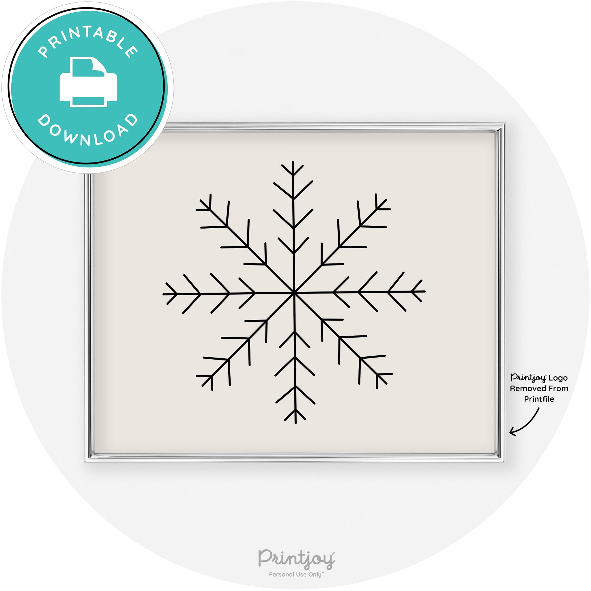 Snowflake Line Art Cute Winter Modern Chic Wall Art Free Printable - Printjoy