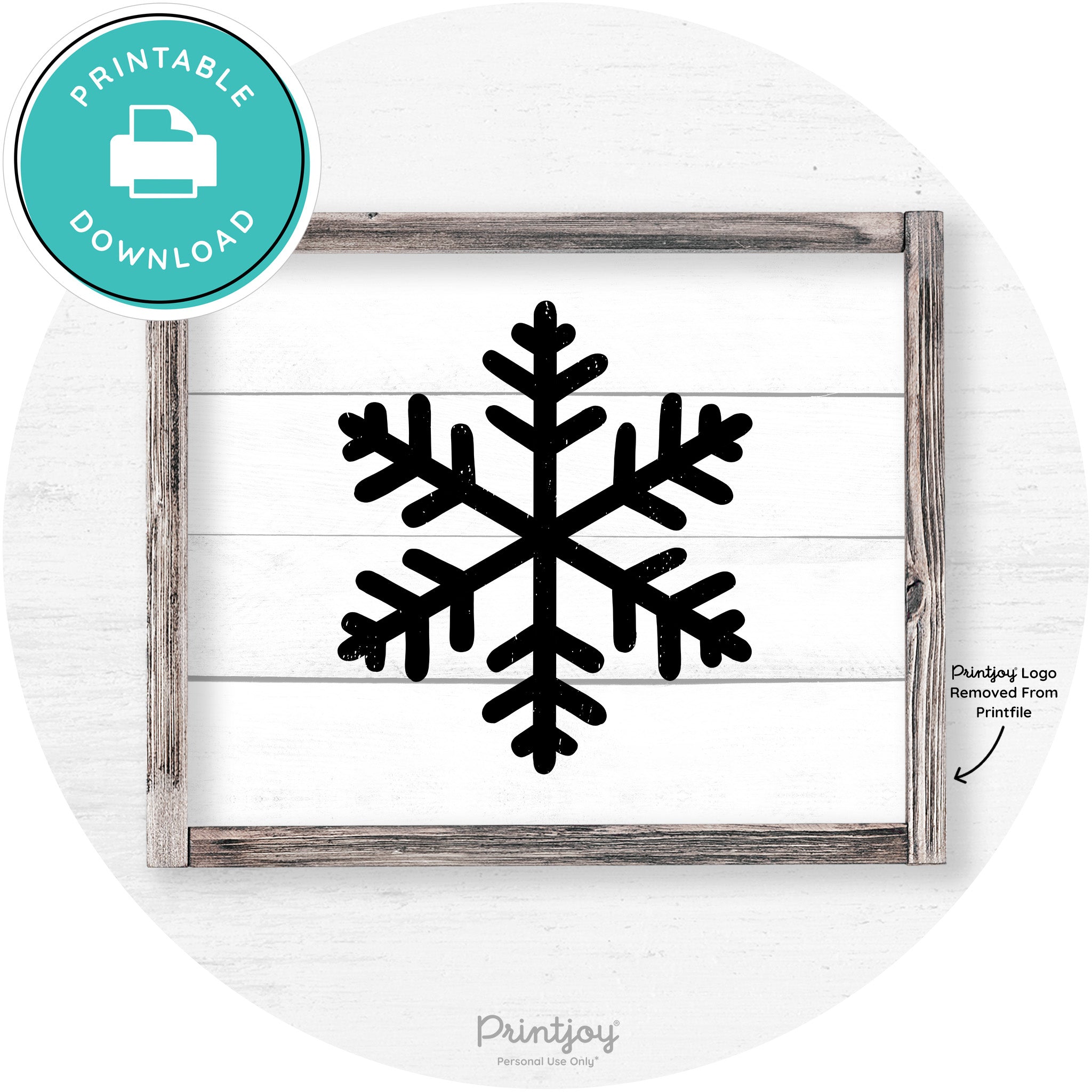 Snowflake Silhouette Winter Farmhouse Wall Art Decor Free Printable - Printjoy