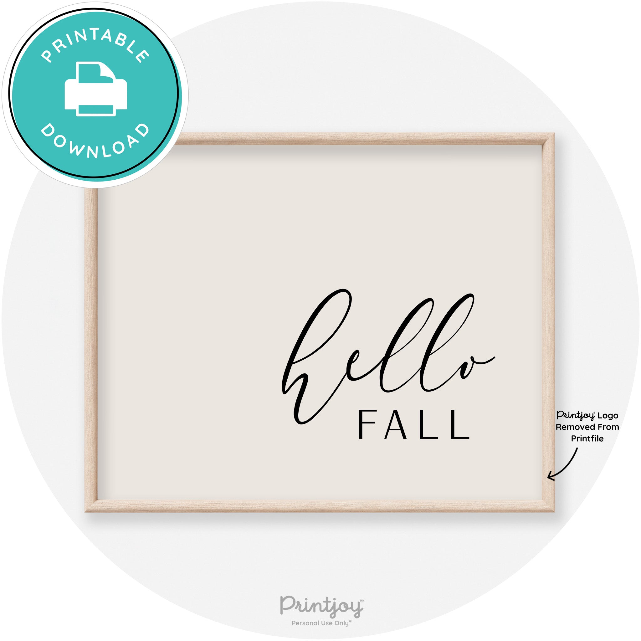 Hello Fall Cursive Modern Transitional Fall Wall Art Decor Free Printable - Printjoy