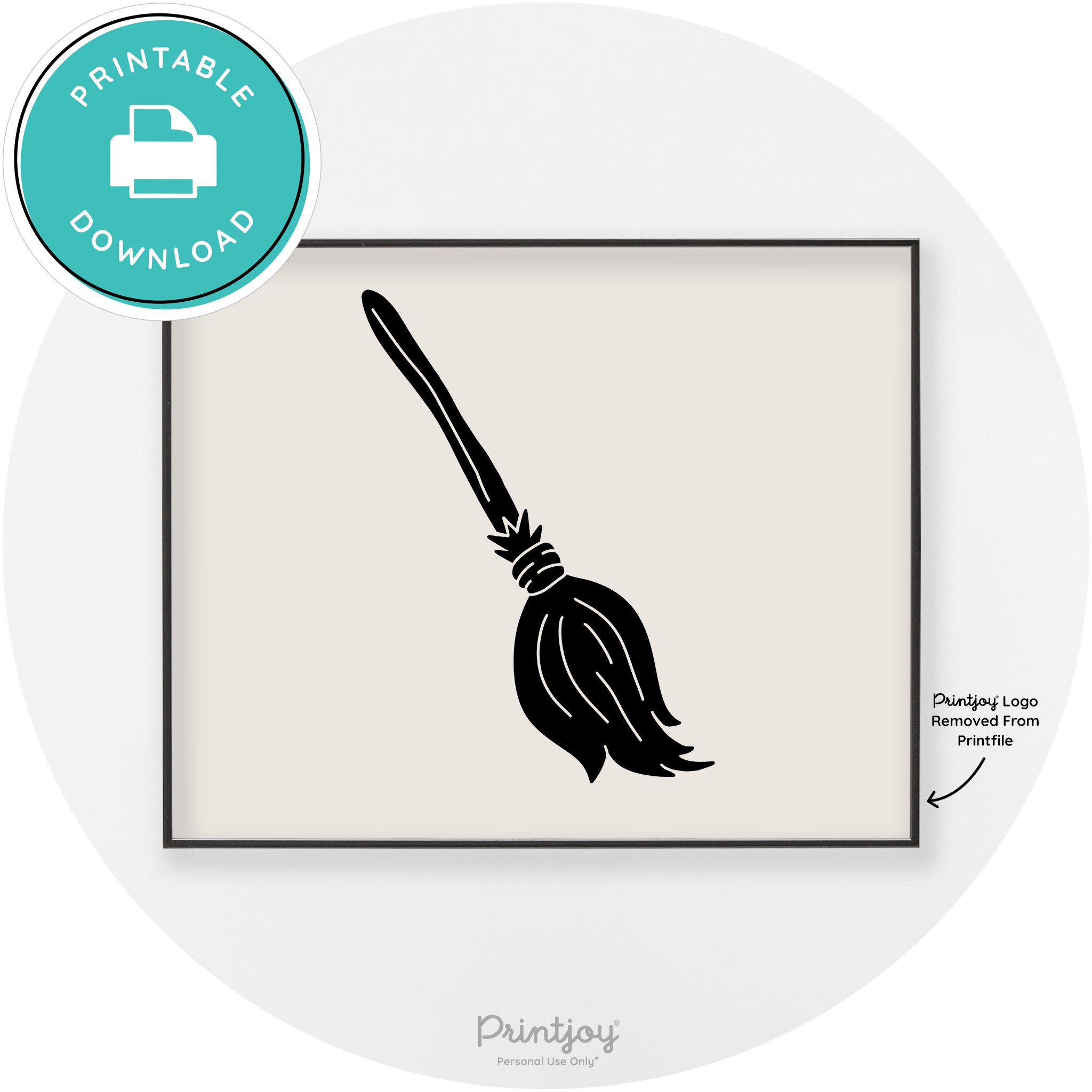 Witches Broom Halloween Cute Modern Chic Wall Art Free Printable - Printjoy